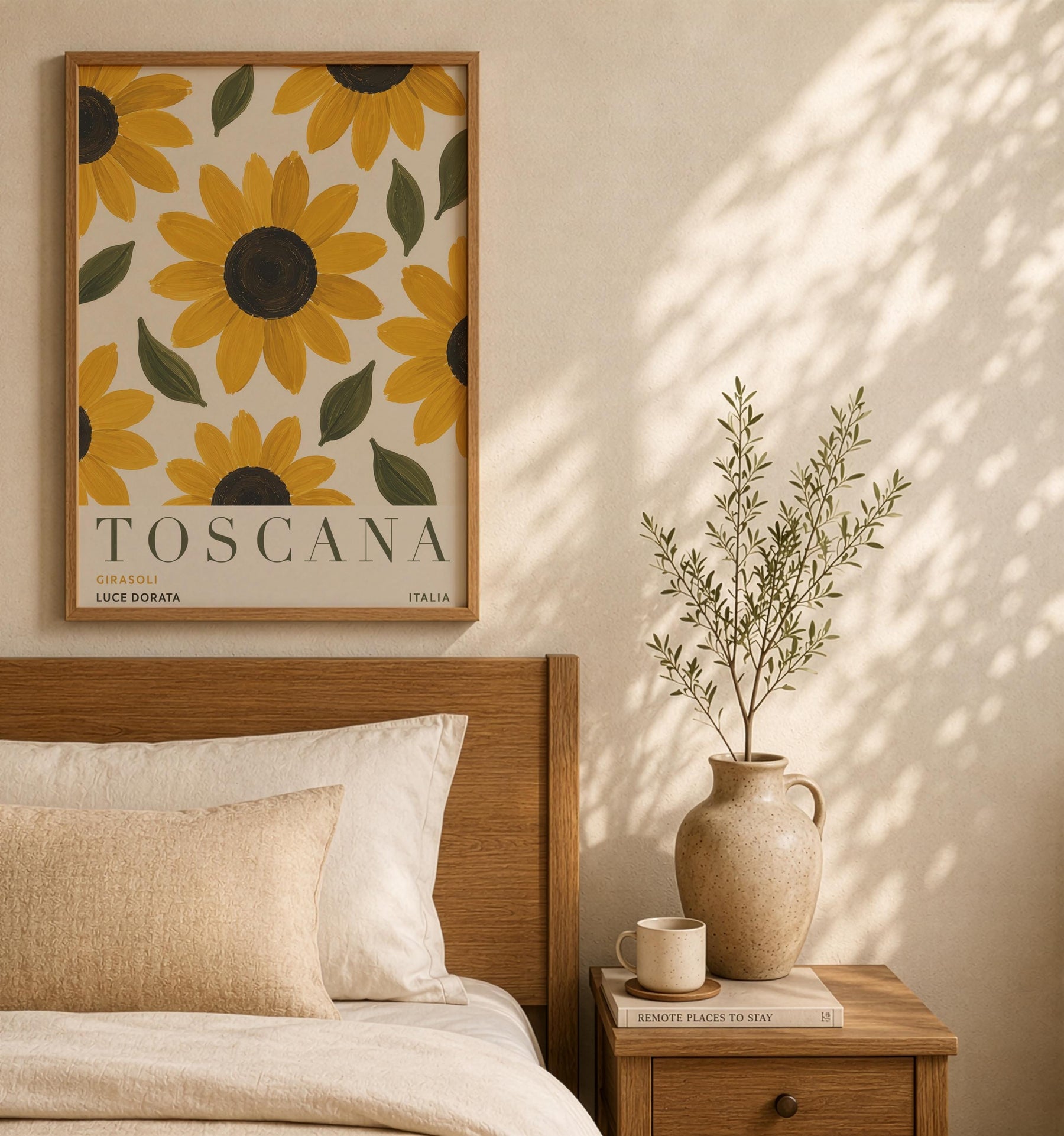 Tuscany Sunflower Print | Hand-Painted Italian Countryside Wall Art | Framed or Unframed