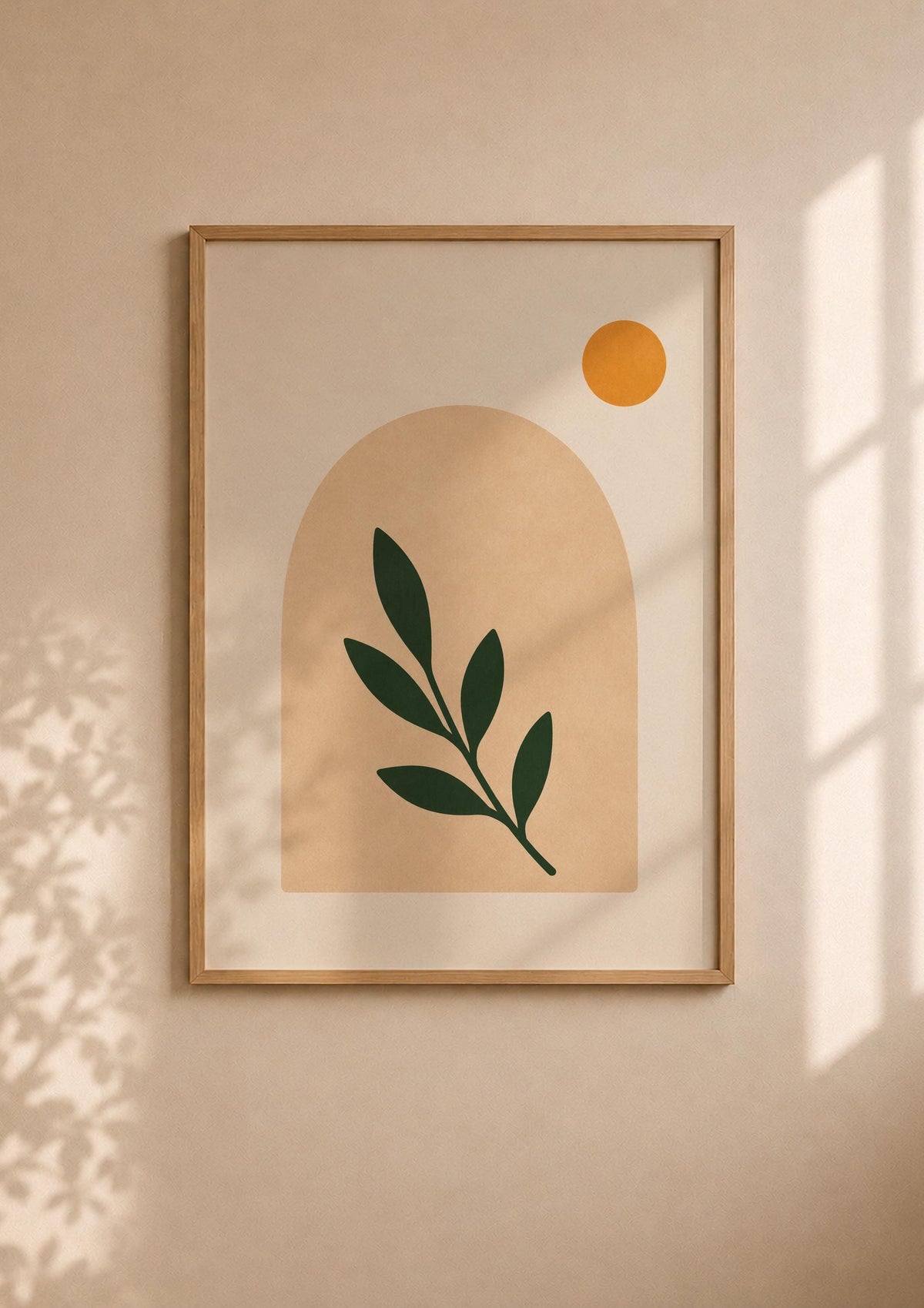 Arco Abstract Archway Botanical Print | Minimalist Leaf Wall Art, Scandinavian Poster | Framed or Unframed