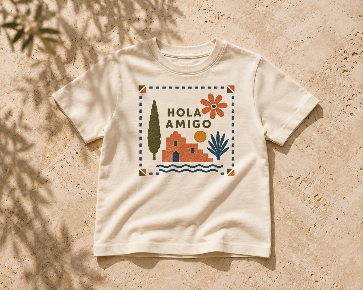 Kids Organic Cotton T-Shirt | Mediterranean Graphic Tee, Summer Holiday Clothing