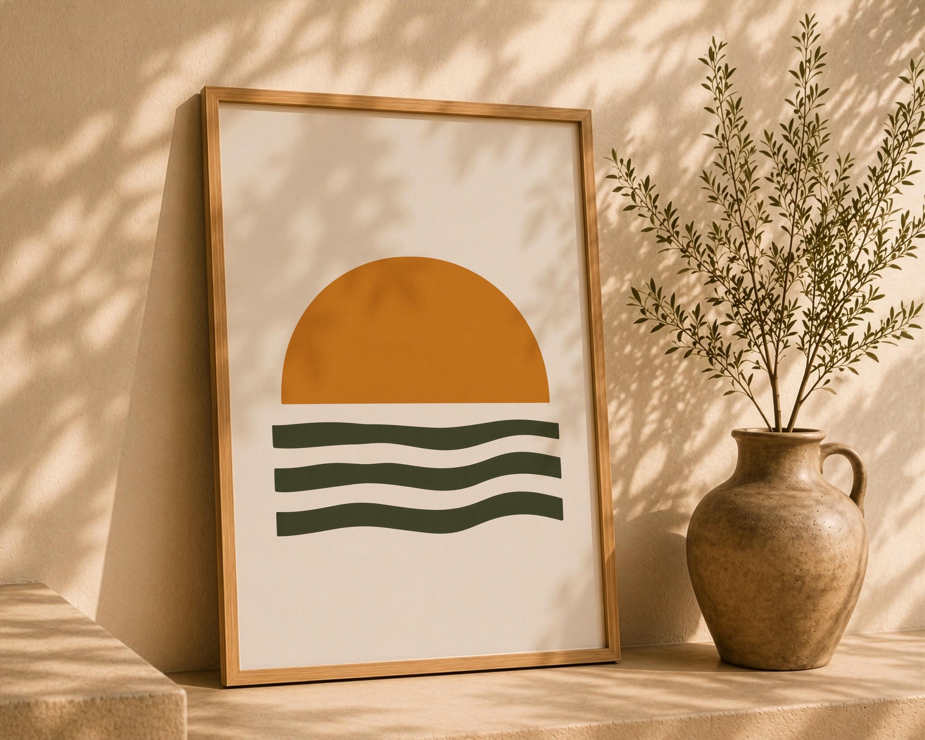 Helios Sunset Sea Print | Minimalist Coastal Abstract Wall Art | Framed or Unframed