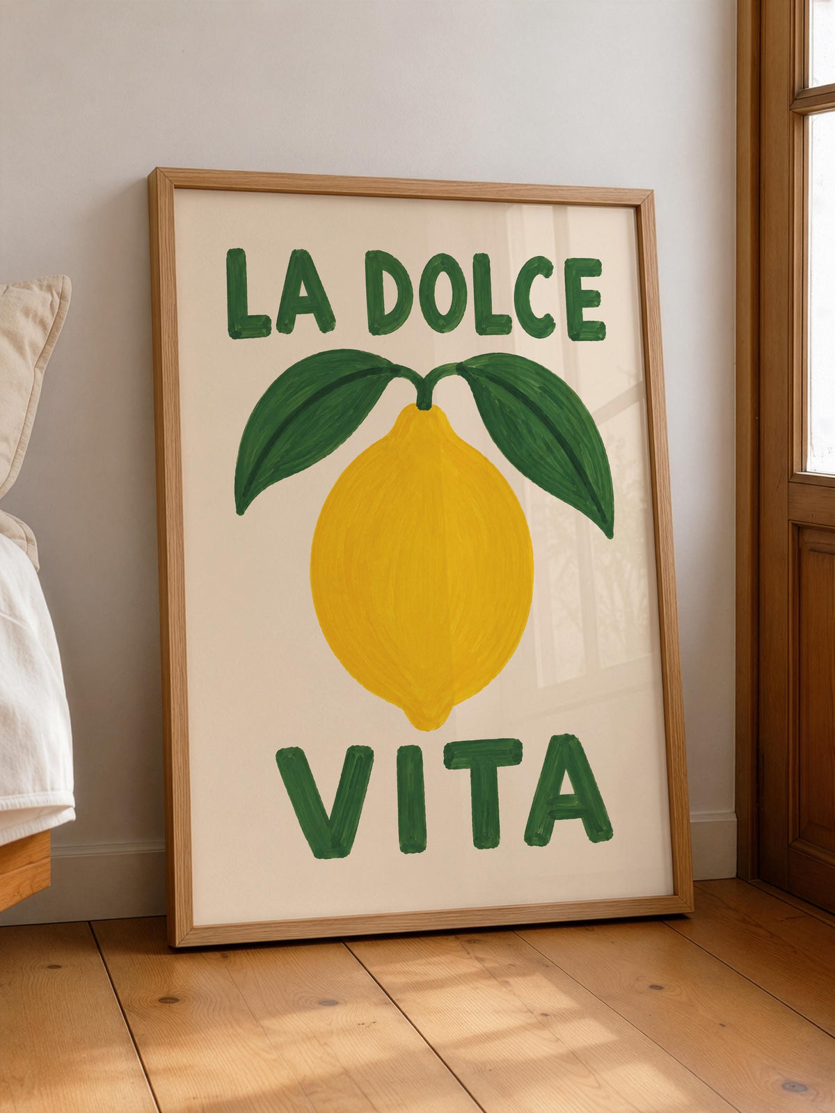 La Dolce Vita Print | Hand-Painted Italian Lemon Typography Wall Art | Framed or Unframed