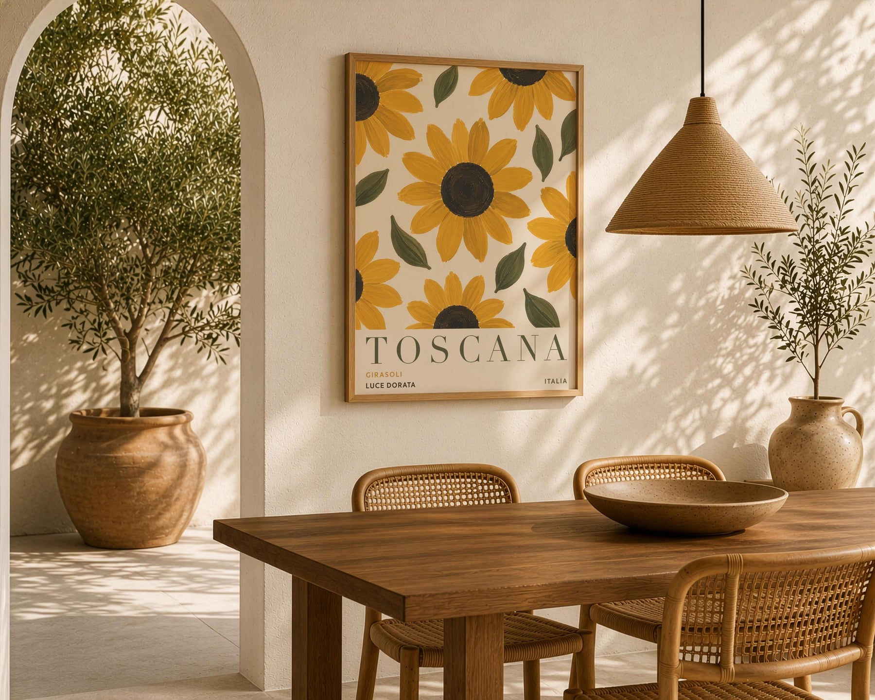 Tuscany Sunflower Print | Hand-Painted Italian Countryside Wall Art | Framed or Unframed