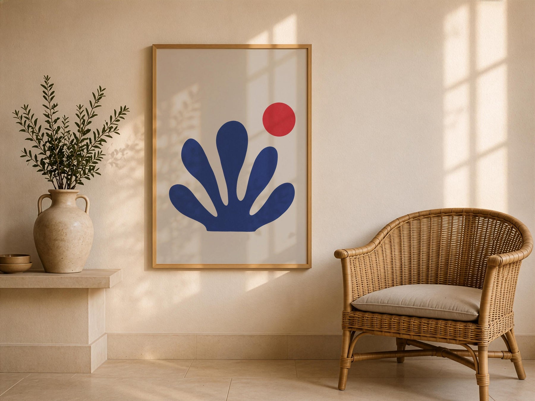 Sway Blue Coral Abstract Print | Matisse Inspired Coastal Wall Art | Framed or Unframed