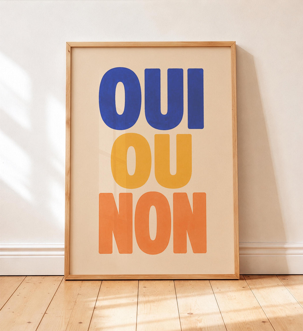 Oui Ou Non Print | Hand-Painted French Typography Wall Art | Framed or Unframed