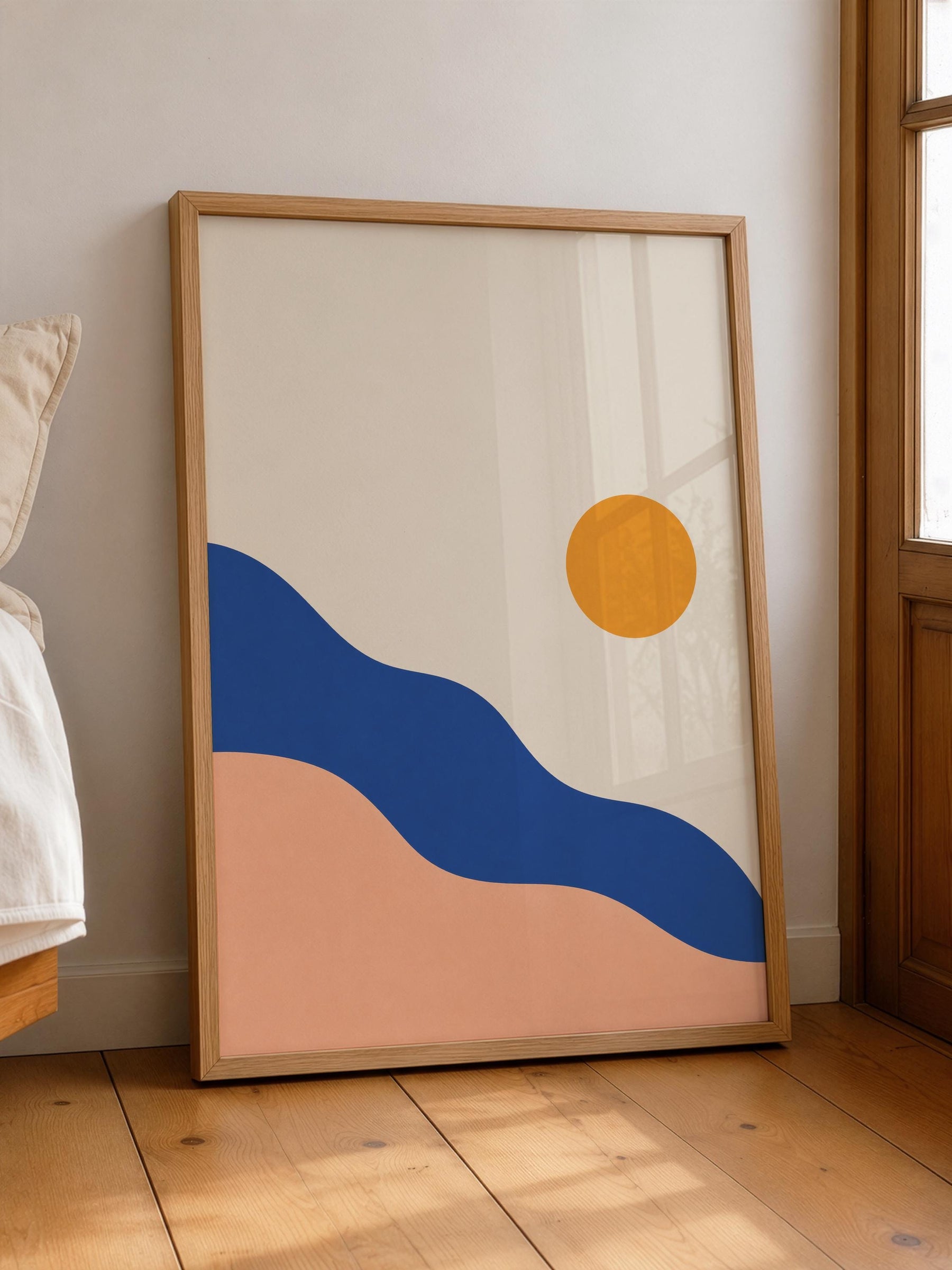 Solstice Abstract Landscape Print | Minimalist Sun Wall Art, Mediterranean Decor | Framed or Unframed