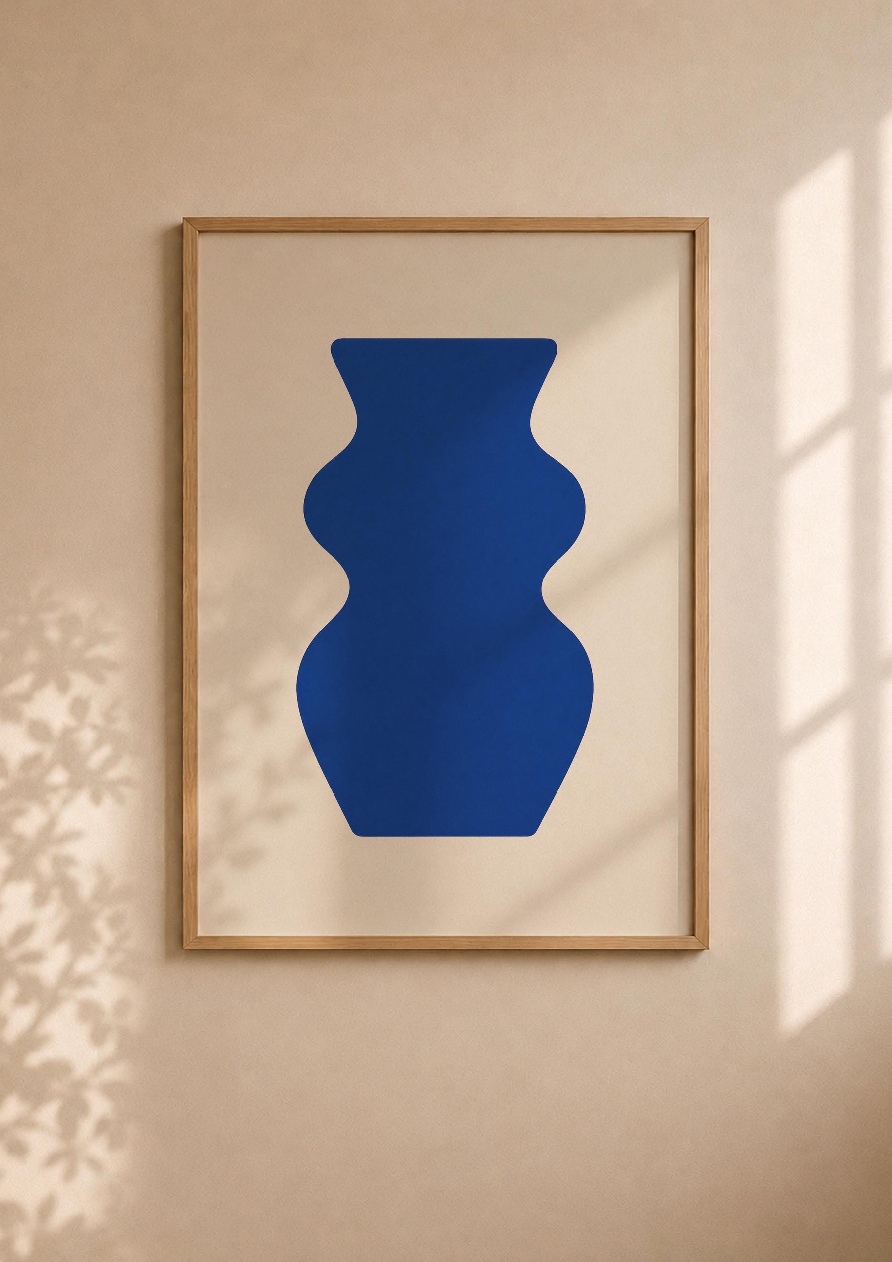 Contour Blue Vase Print | Abstract Minimalist Wall Art, Organic Home Decor | Framed or Unframed