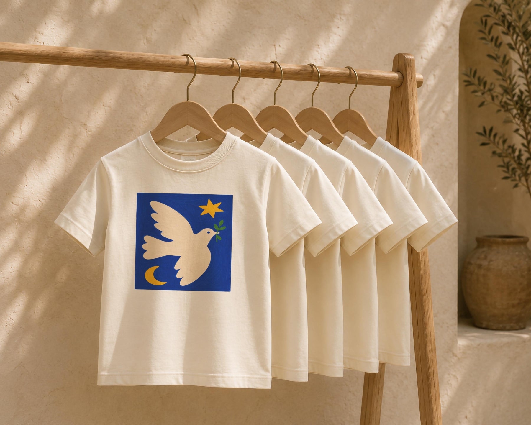 Folk Art Bird Kids T-Shirt | Organic Cotton, Hand-Painted Peace Dove Graphic Tee