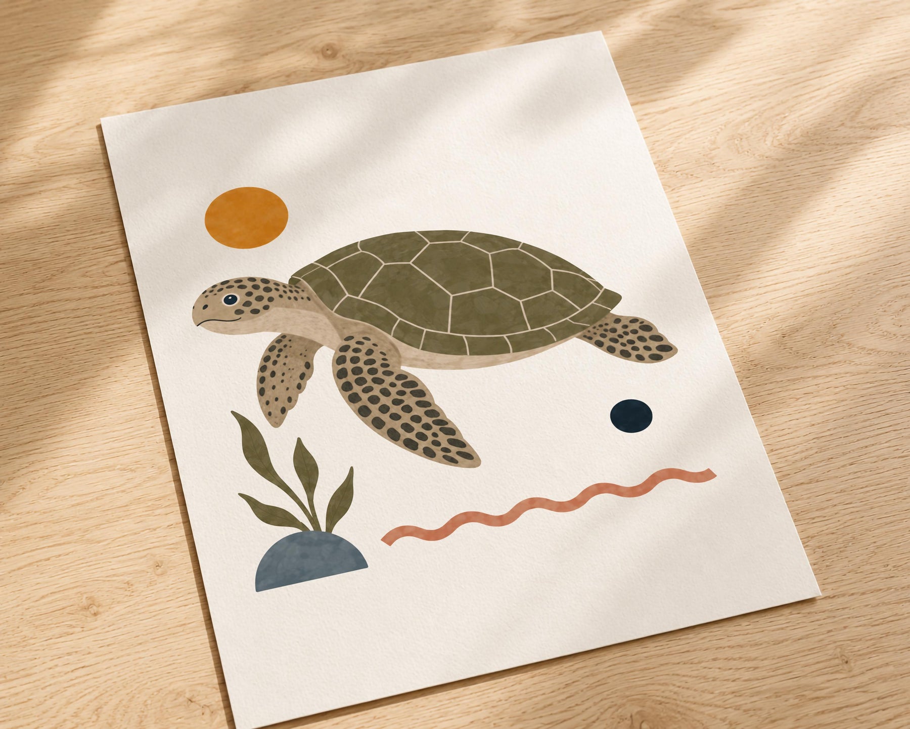 Personalised Sea Turtle Nursery Print | Modern Ocean Animal Wall Art | Framed or Unframed