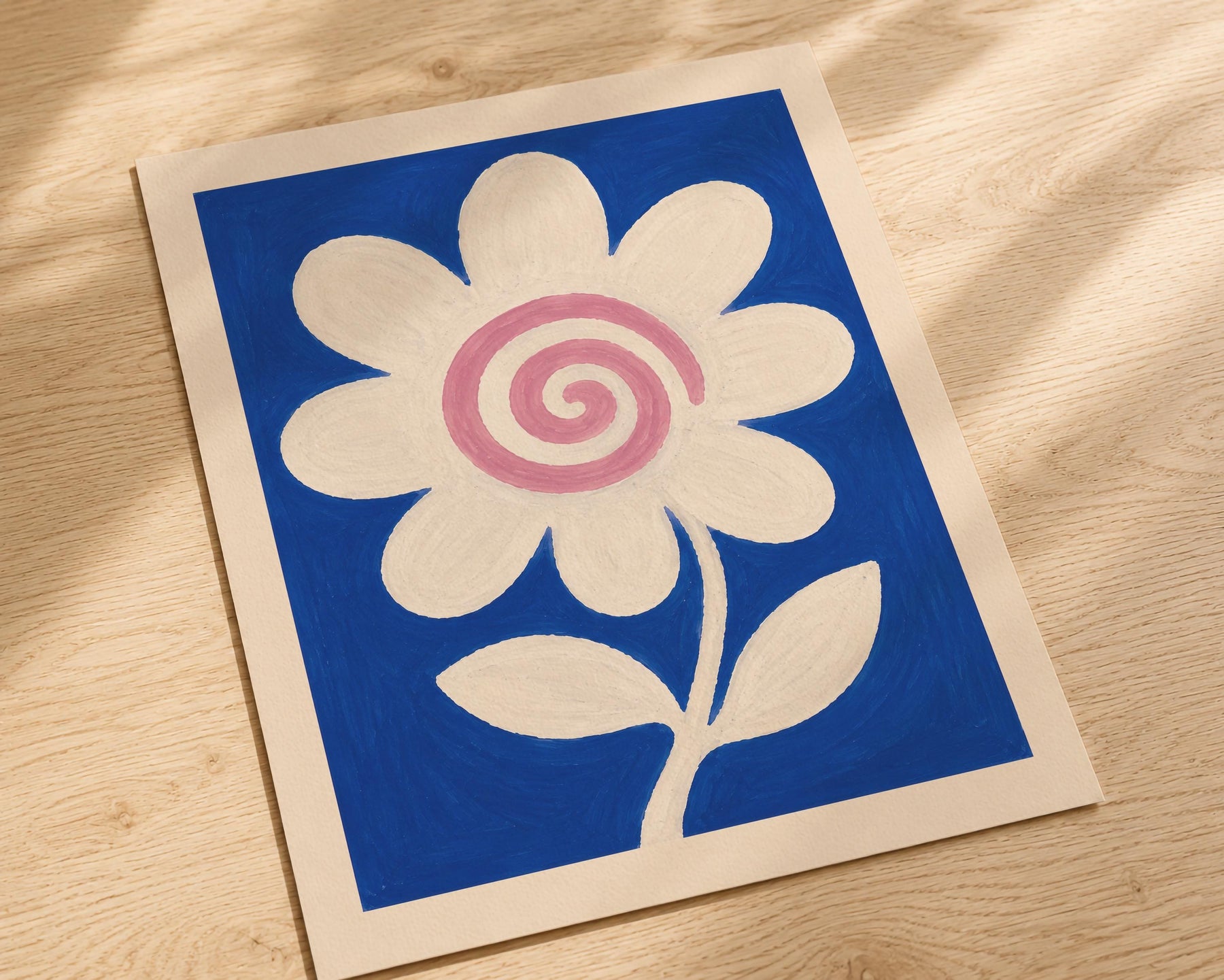 Hand-Painted Floral Print | Scandinavian Folk Art, Modern Botanical Room Decor | Framed or Unframed