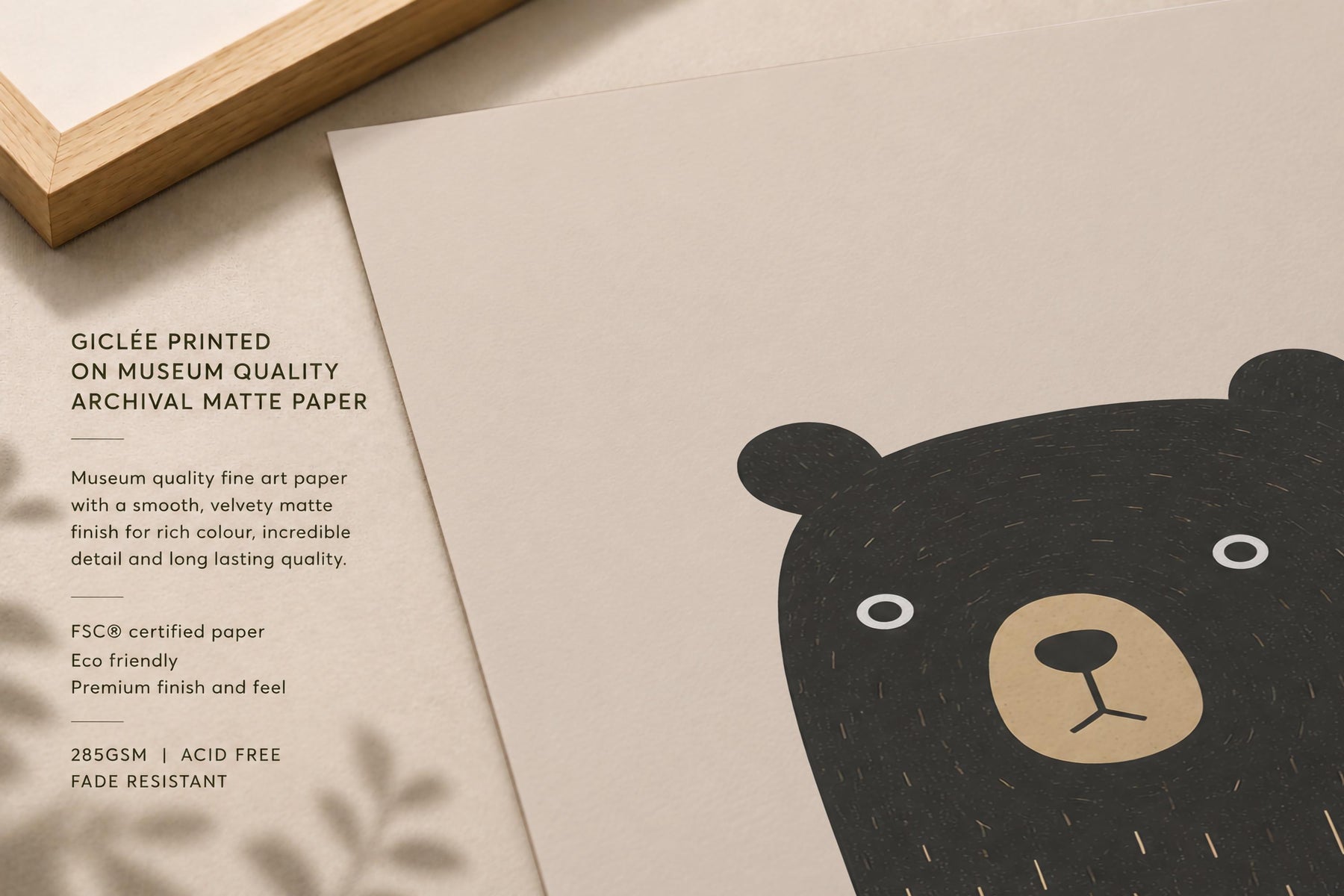 Hand-Painted Bear Wall Art Print | Scandinavian Woodland Nursery Decor | Framed or Unframed