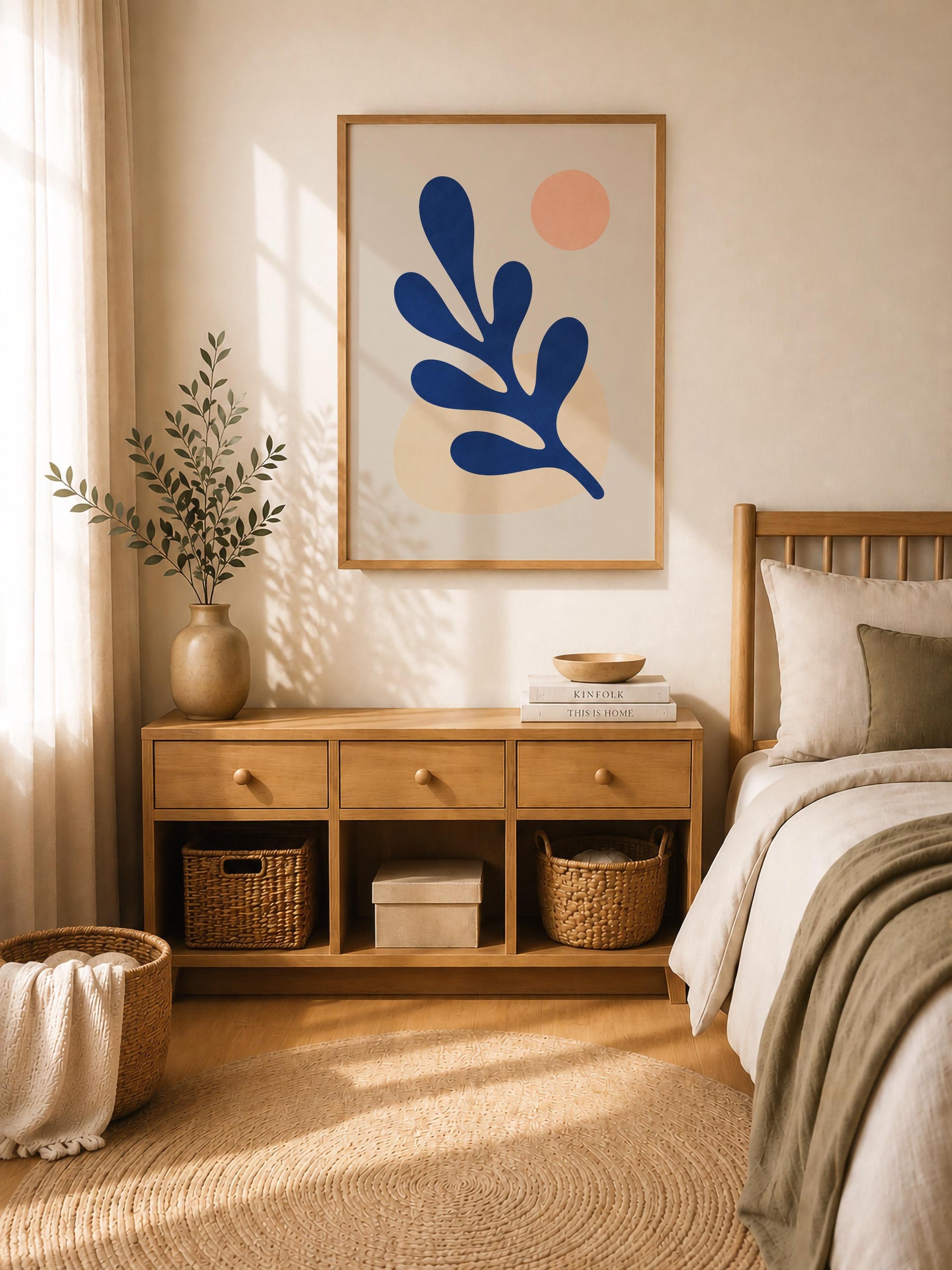 Folia Abstract Botanical Print | Cobalt Blue, Scandinavian Decor | Framed or Unframed