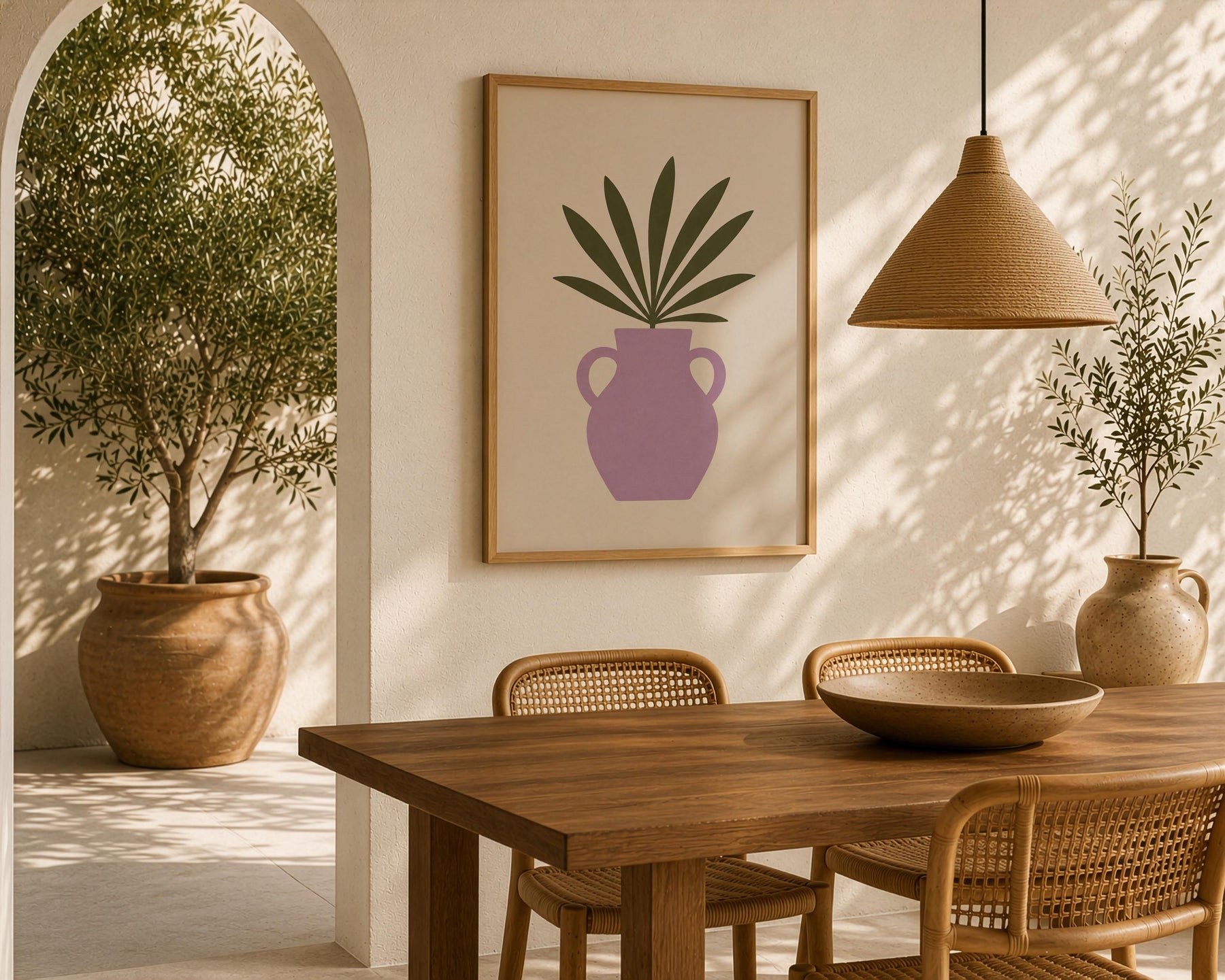 Palmera Palm Frond Vase Print | Modern Botanical Wall Art | Framed or Unframed