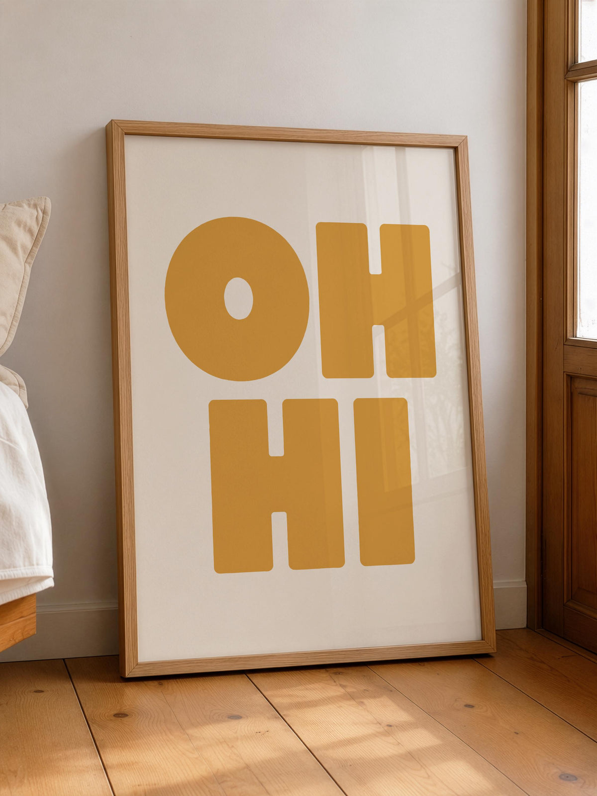 Oh Hi Typography Print | Modern Hand-Painted Wall Art | Framed or Unframed