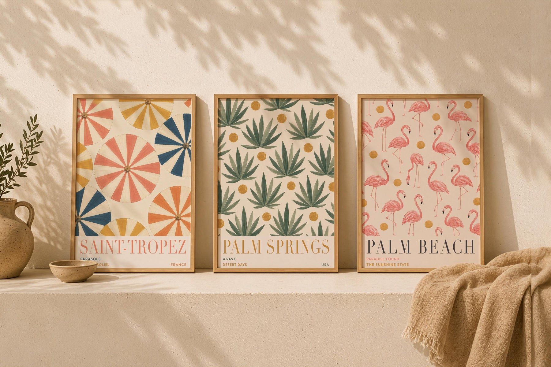 Palm Beach Flamingo Print | Hand-Painted Florida Coastal Wall Art | Framed or Unframed