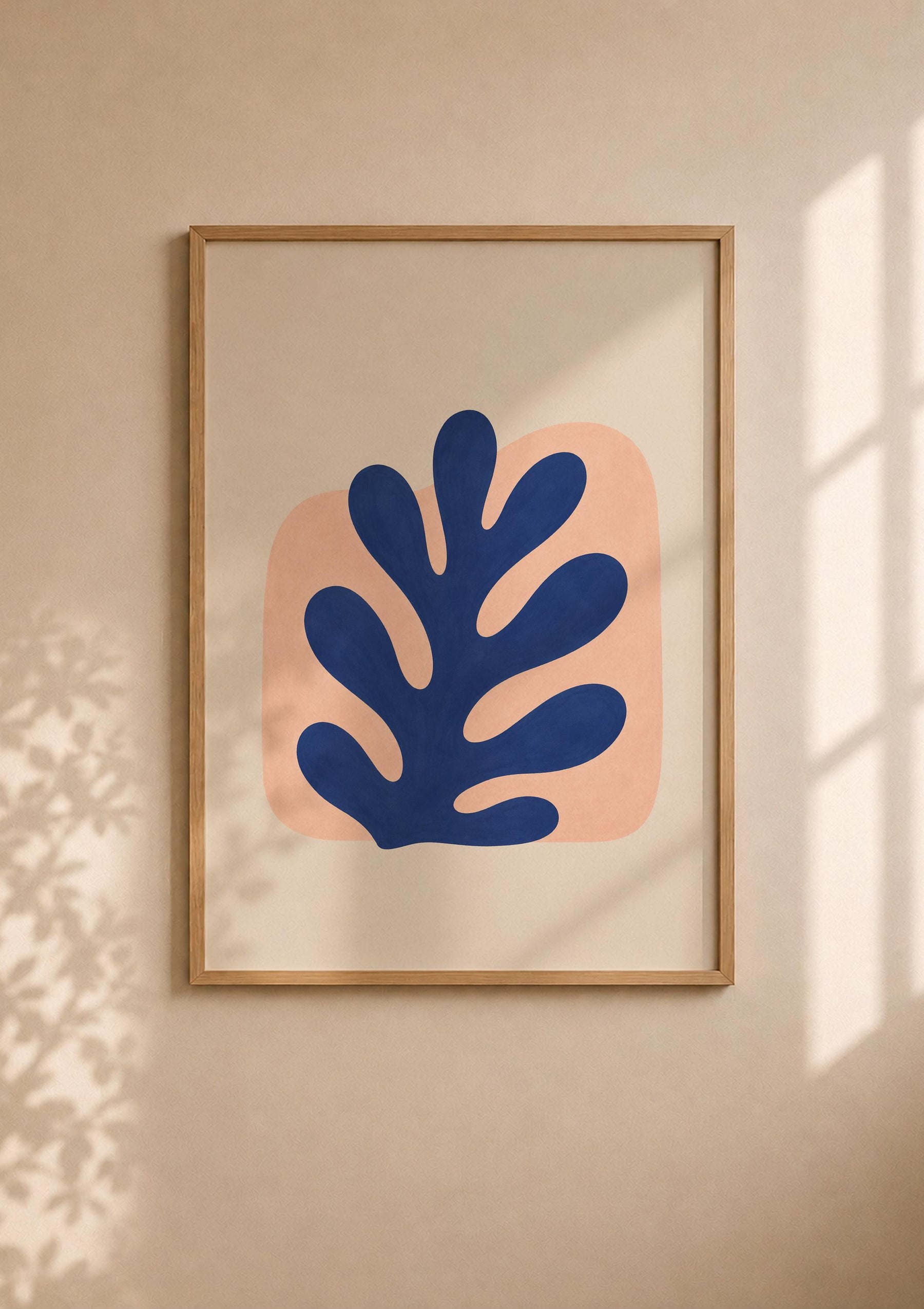 Reef Blue Abstract Botanical Print | Coastal Modern Mediterranean Organic Shape Art | Framed or Unframed