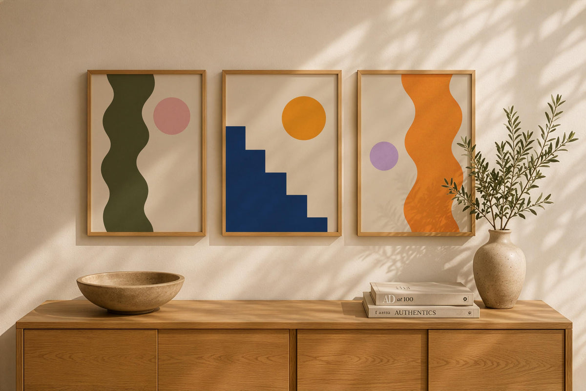 Abstract Art Print | Riva Mediterranean Coastline, Organic Modern Wall Art | Framed or Unframed