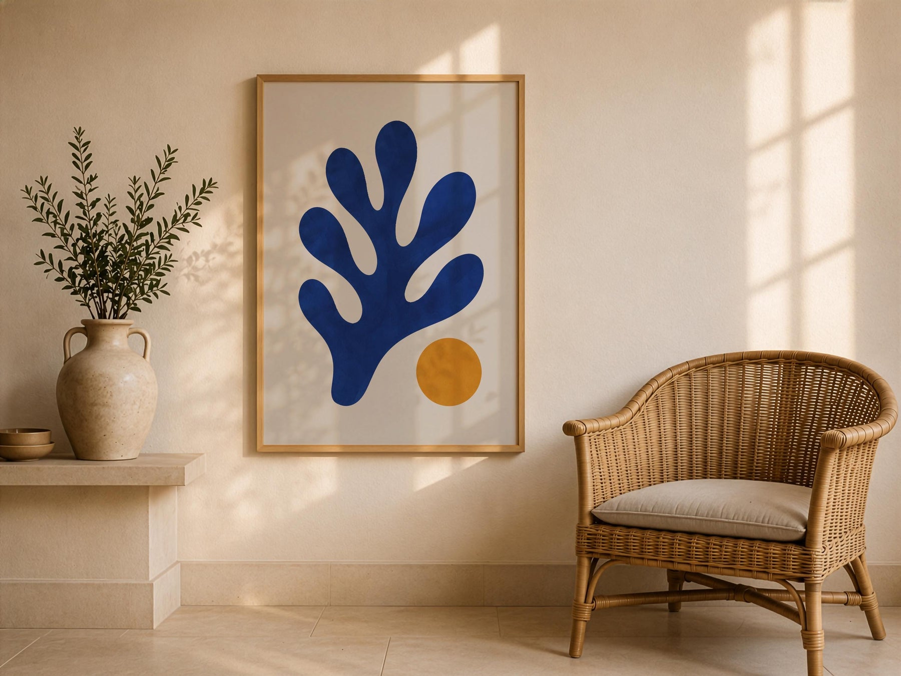 Tide Abstract Blue Coral Print | Matisse Inspired Coastal Wall Art | Framed or Unframed