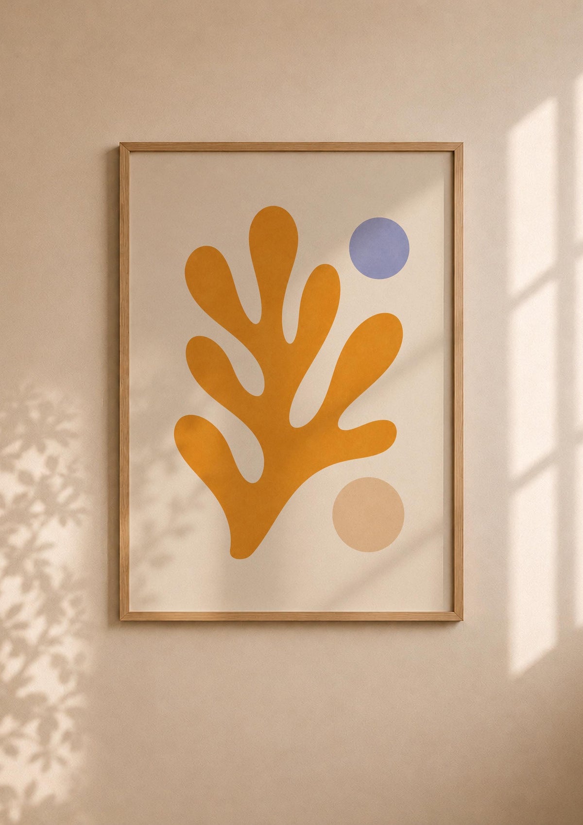 Yellow Coral Abstract Print | Minimalist Coastal Mediterranean Wall Art (Framed or Unframed)