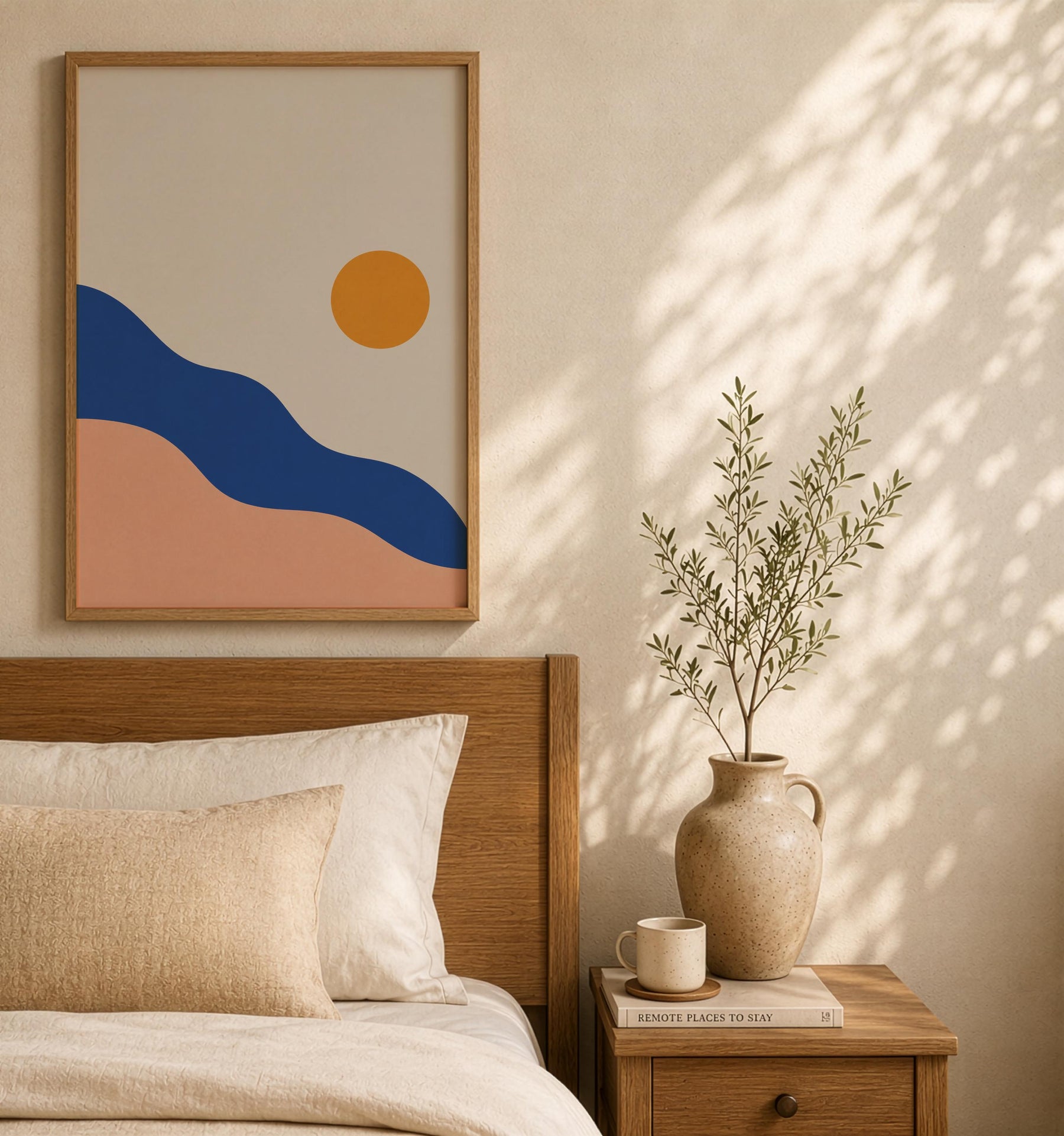 Solstice Abstract Landscape Print | Minimalist Sun Wall Art, Mediterranean Decor | Framed or Unframed