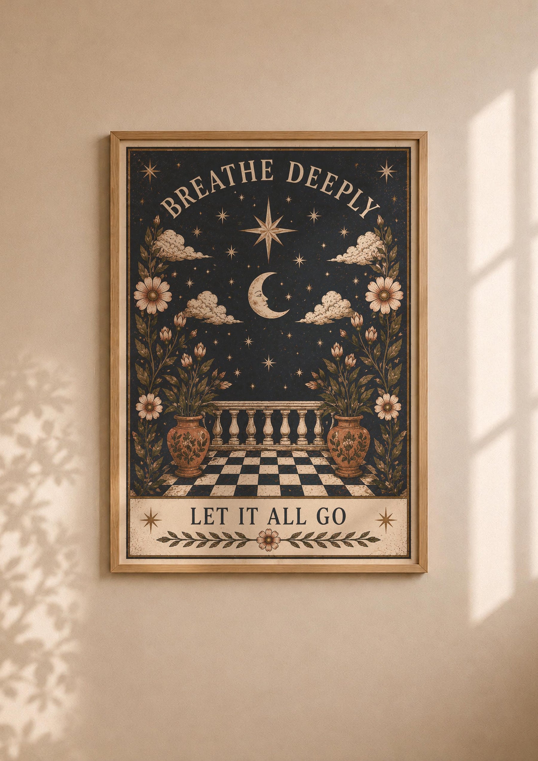 Celestial Moon Folk Art Print | Inspirational Wall Art Illustration | Framed or Unframed