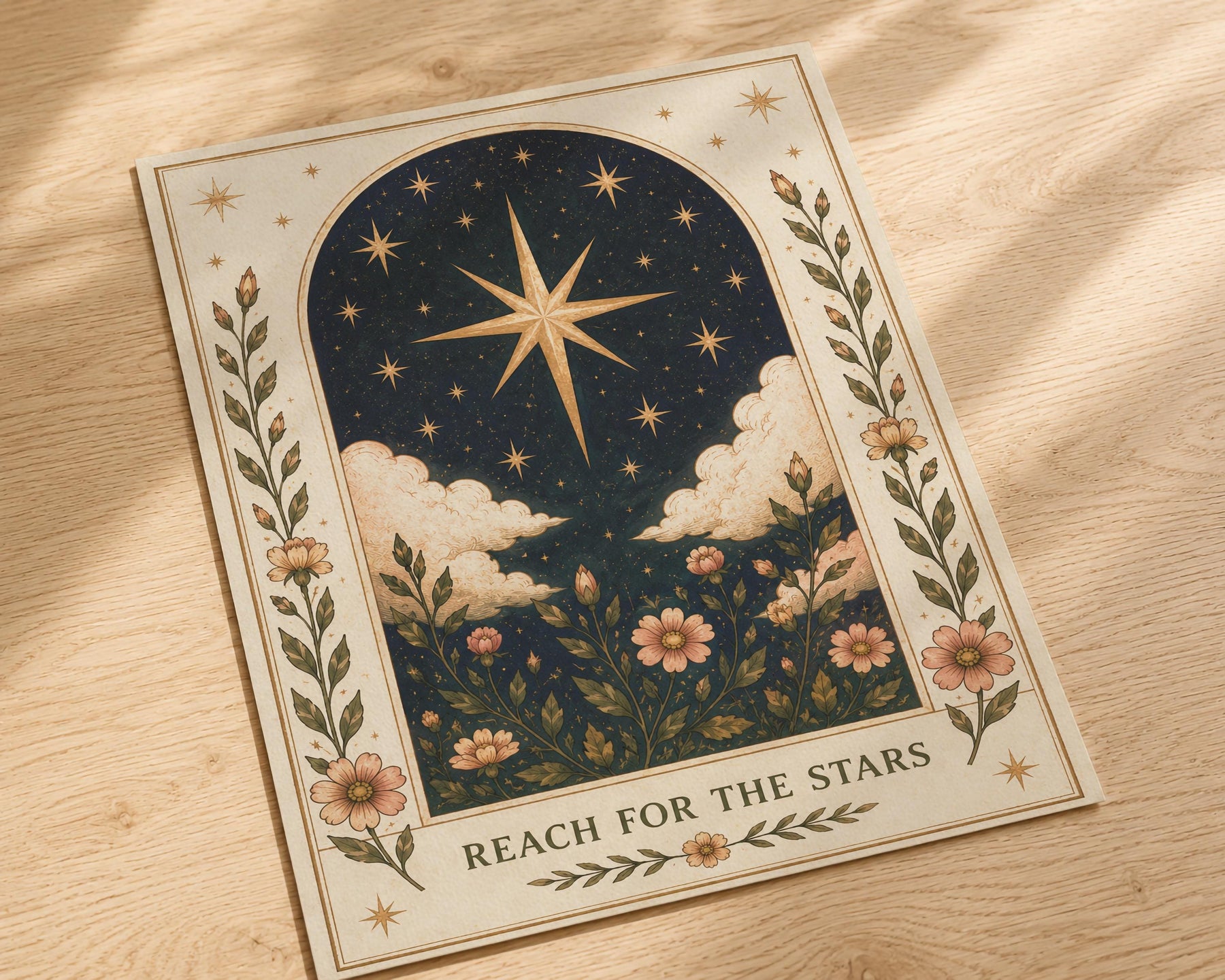 Celestial Starry Sky Print | Positive Message Inspirational Folk Art Illustration | Framed or Unframed