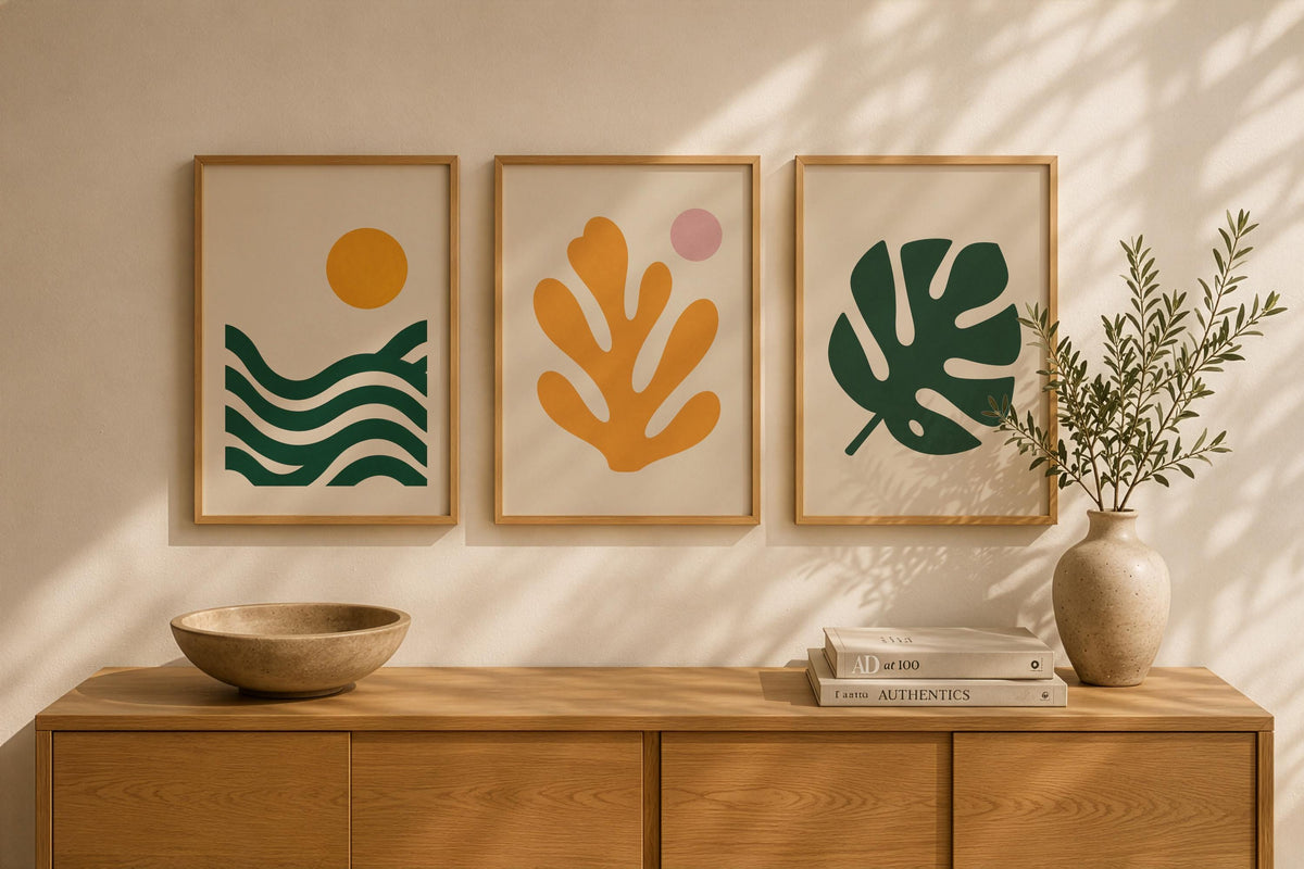 Yellow Sea Fan Print | Minimalist Coastal Botanical Wall Art (Framed or Unframed)