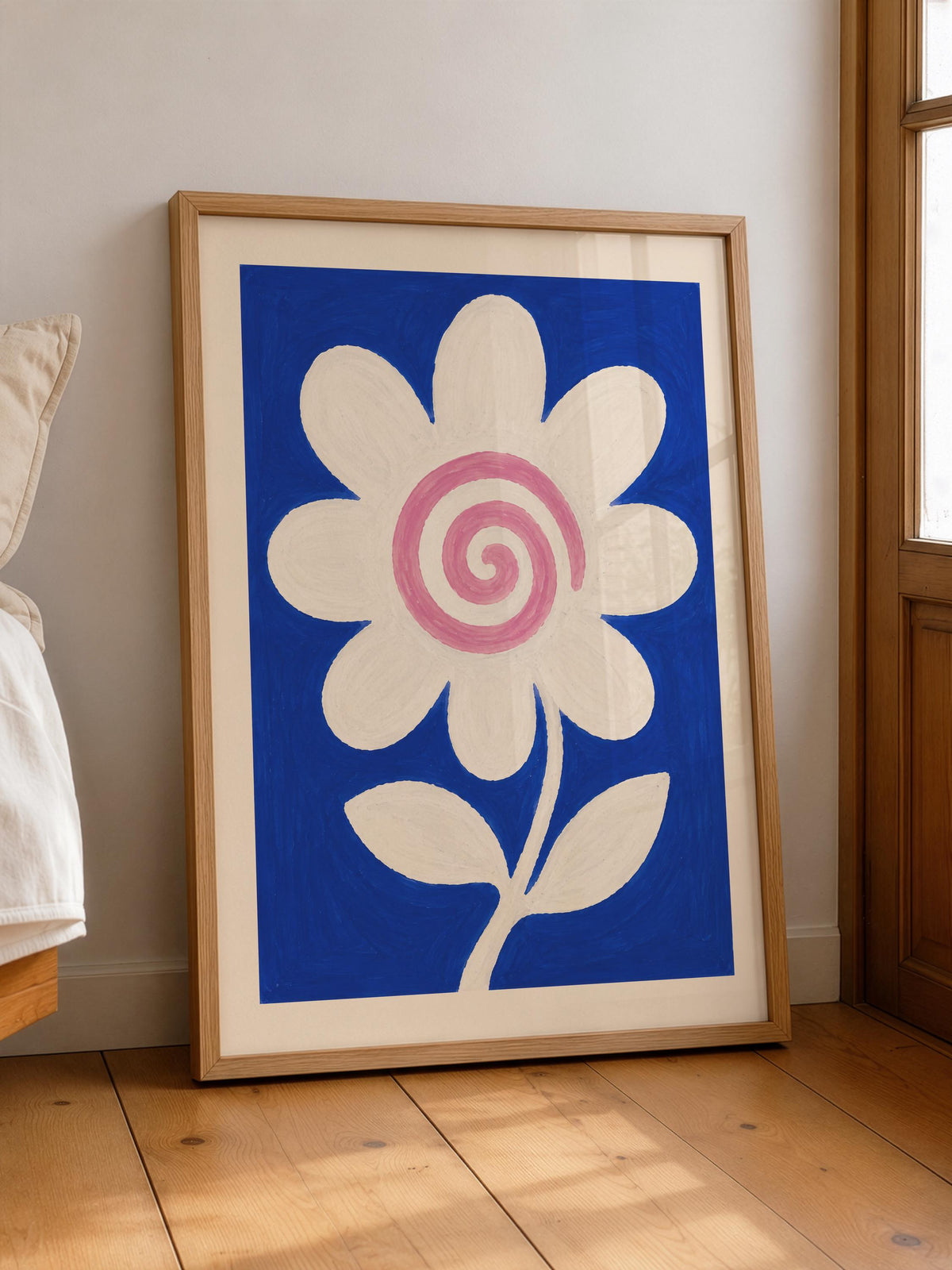 Hand-Painted Floral Print | Scandinavian Folk Art, Modern Botanical Room Decor | Framed or Unframed