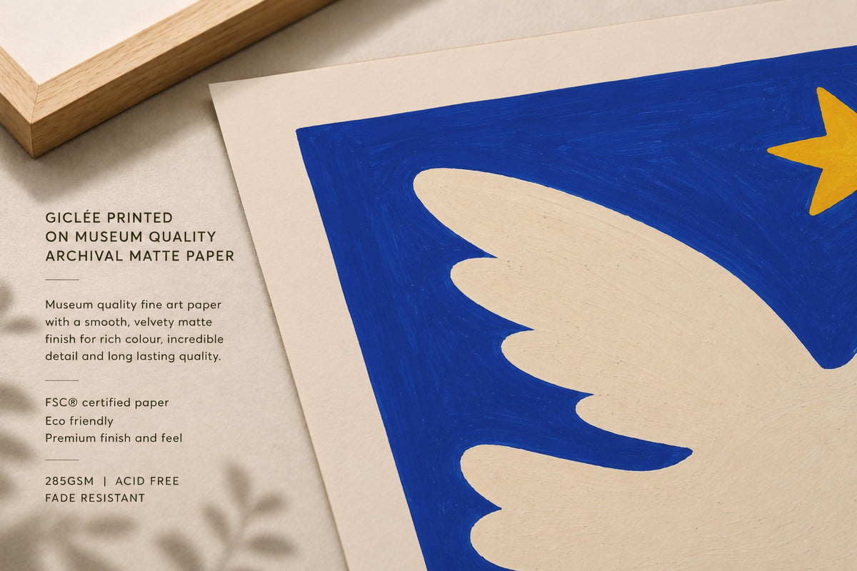 Hand-Painted Peace Dove Art Print | Colourful Folk Art Bird Wall Decor | Framed or Unframed