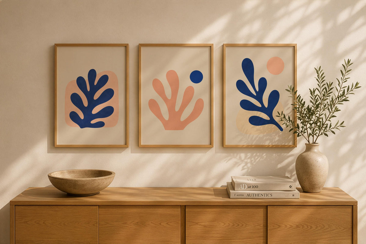 Maris Pink Coral Print | Blue Pearl Coastal Botanical Wall Art | Framed or Unframed