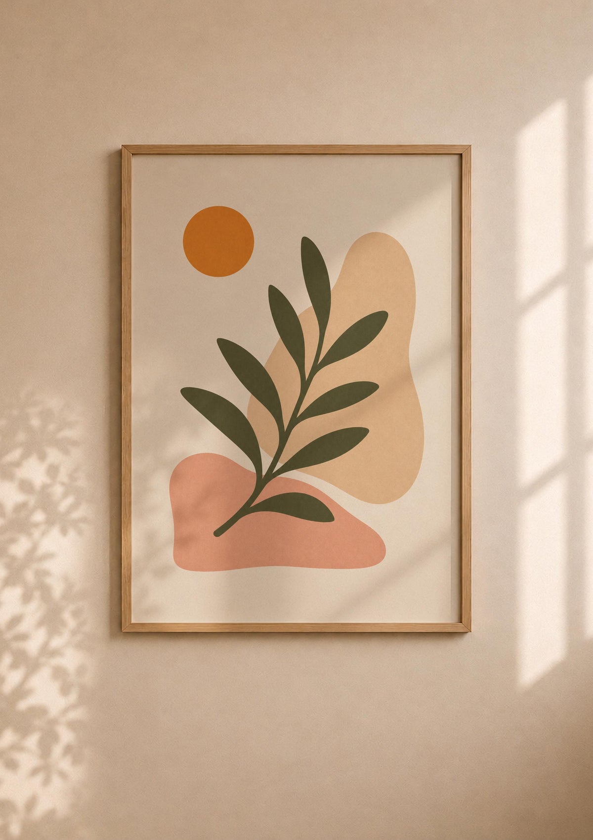 Terraforma Botanical Abstract Print | Minimalist Leaf Wall Art, Mediterranean Decor | Framed or Unframed