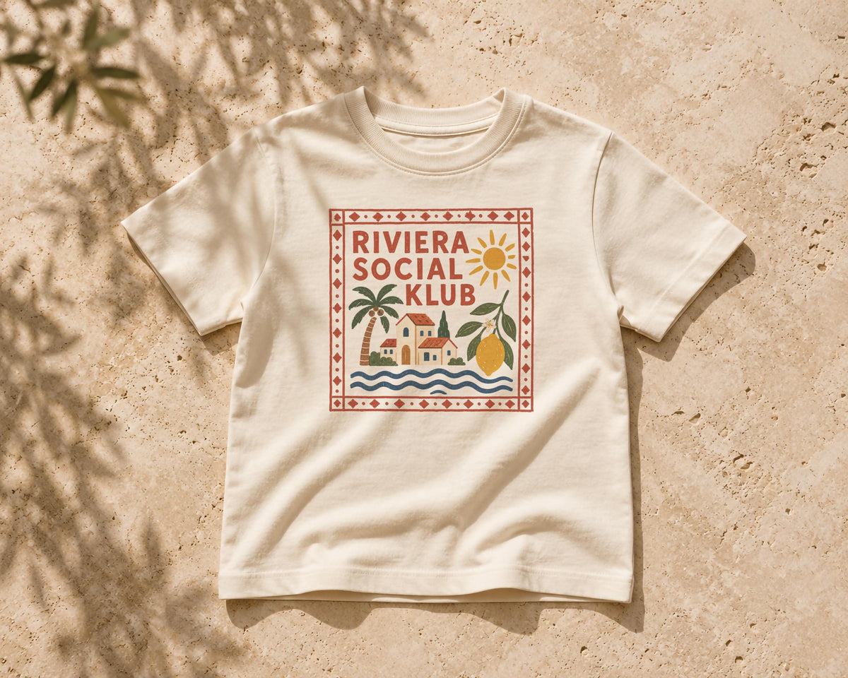 Kids Organic Cotton T-Shirt | Mediterranean Graphic Tee, Coastal Summer Clothing