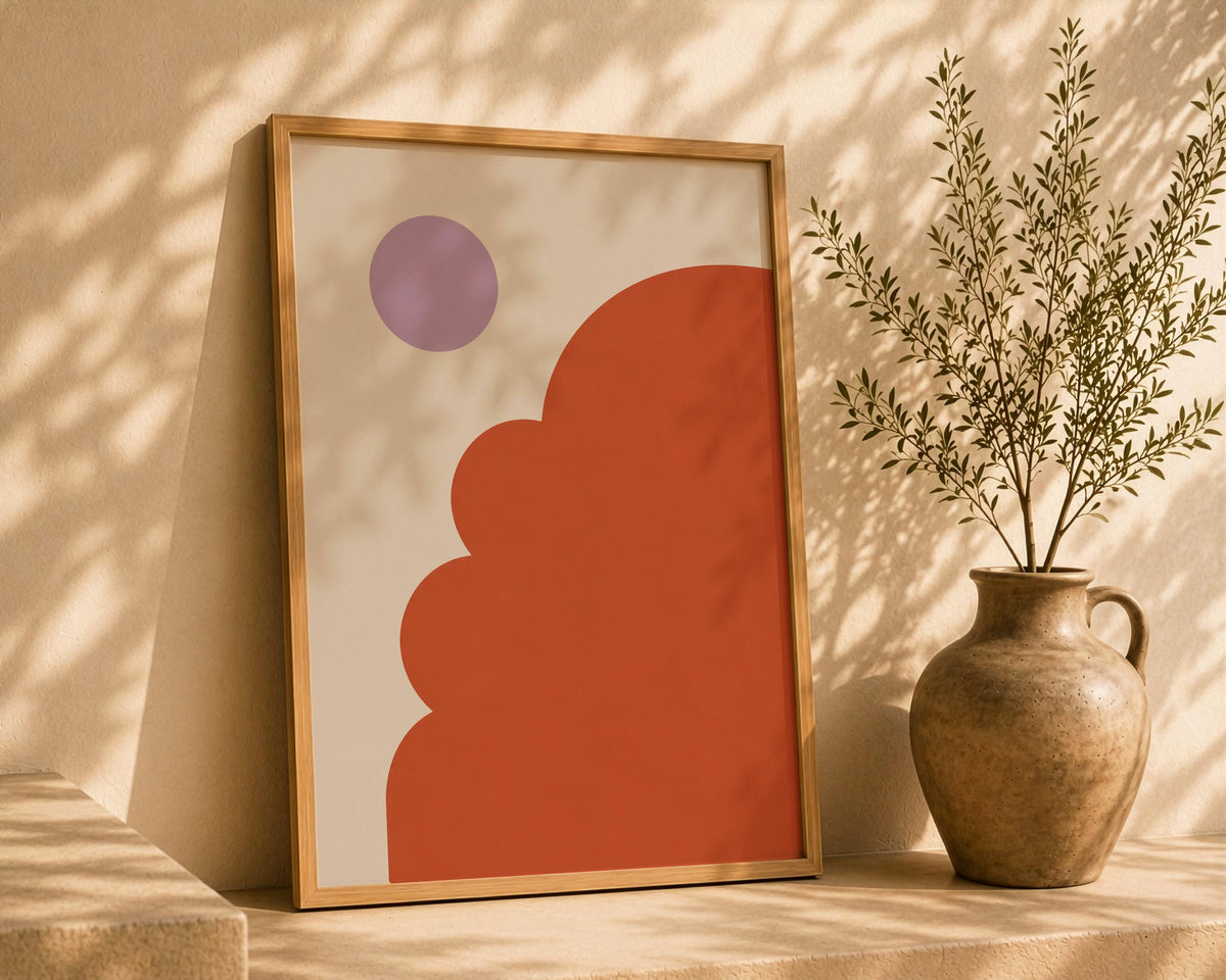 Domo Architectural Print | Terracotta Domes, Minimalist Mediterranean Wall Art | Framed or Unframed