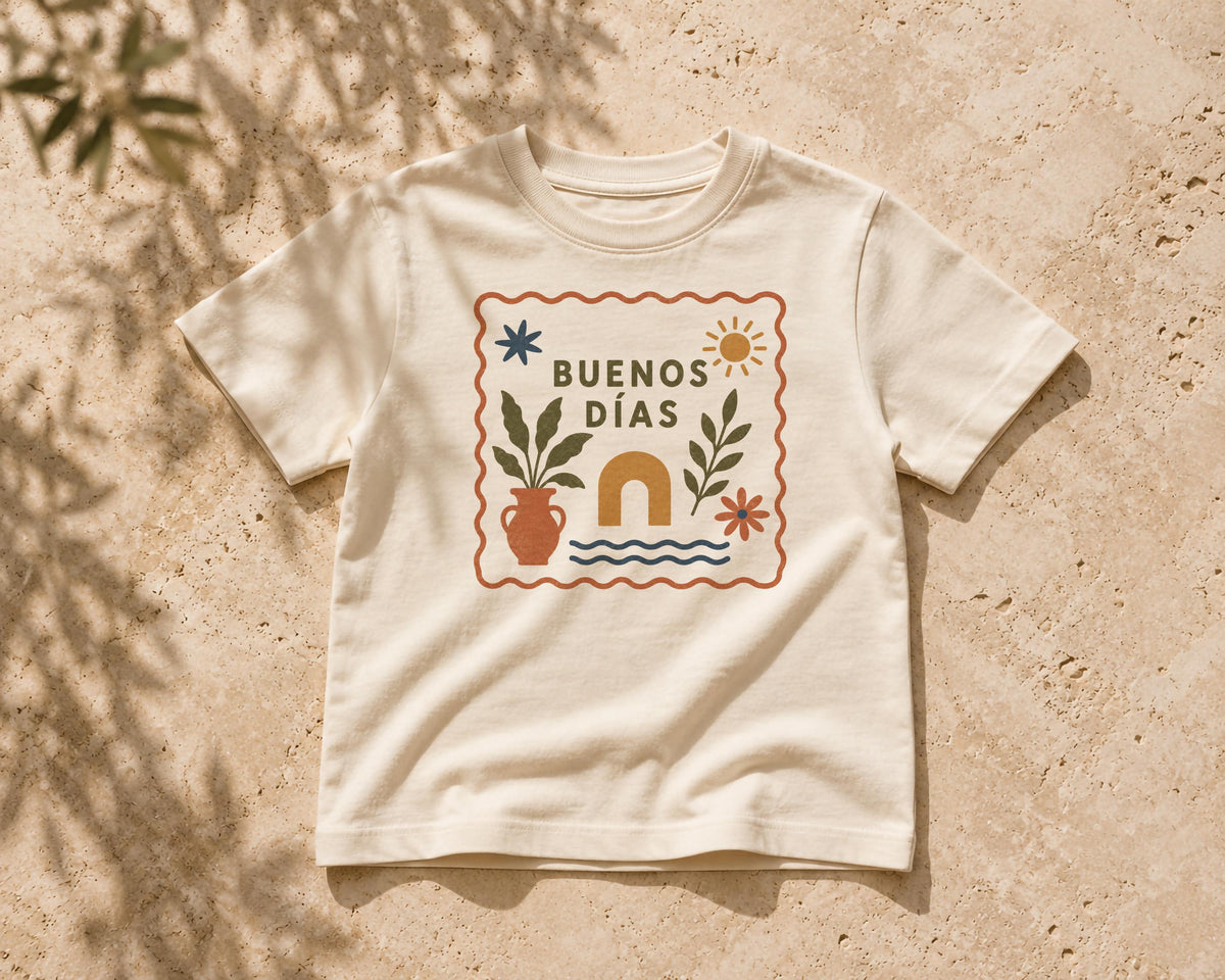 Kids Organic Cotton T-Shirt | Mediterranean Graphic Tee, Summer Holiday Shirt