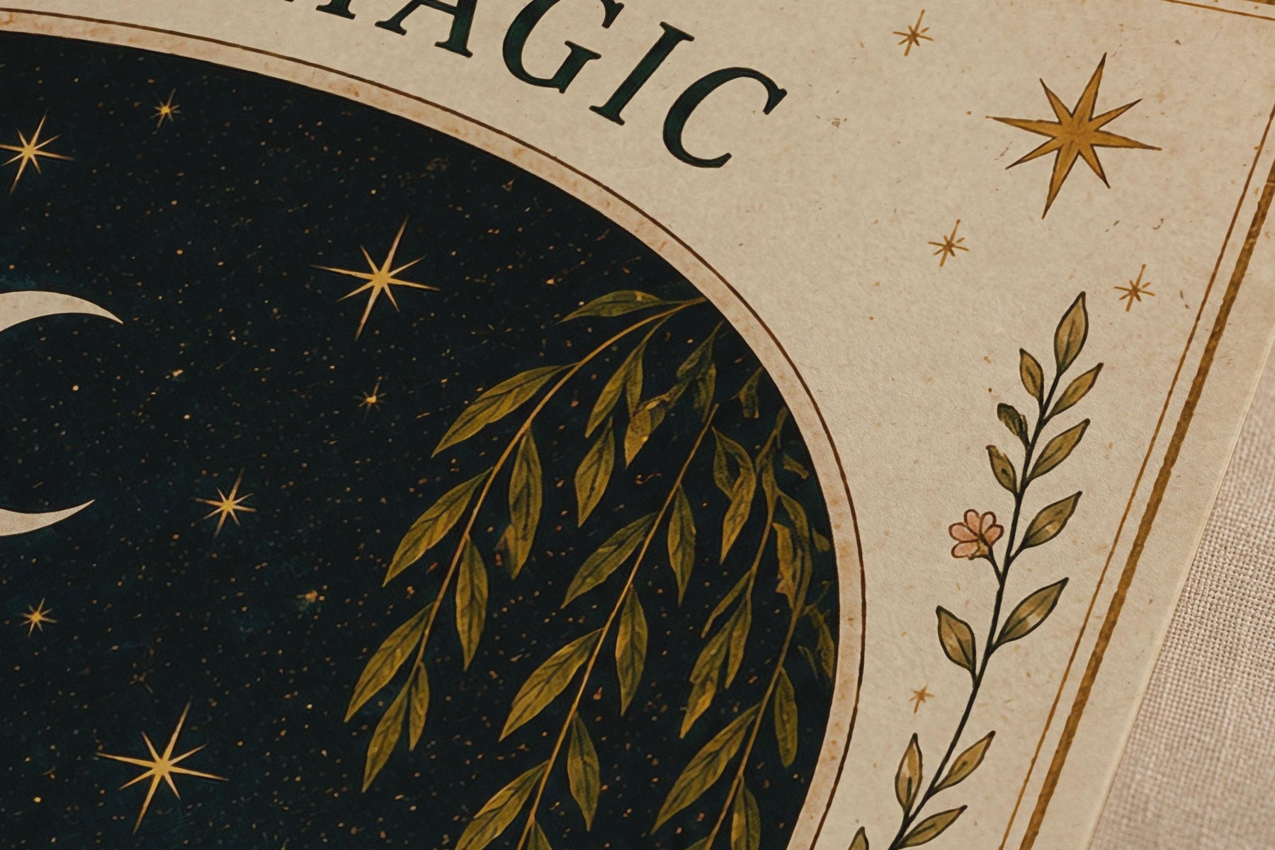 Quiet Magic Print | Celestial Nursery Wall Art, Botanical Folk Art Illustration, Framed or Unframed