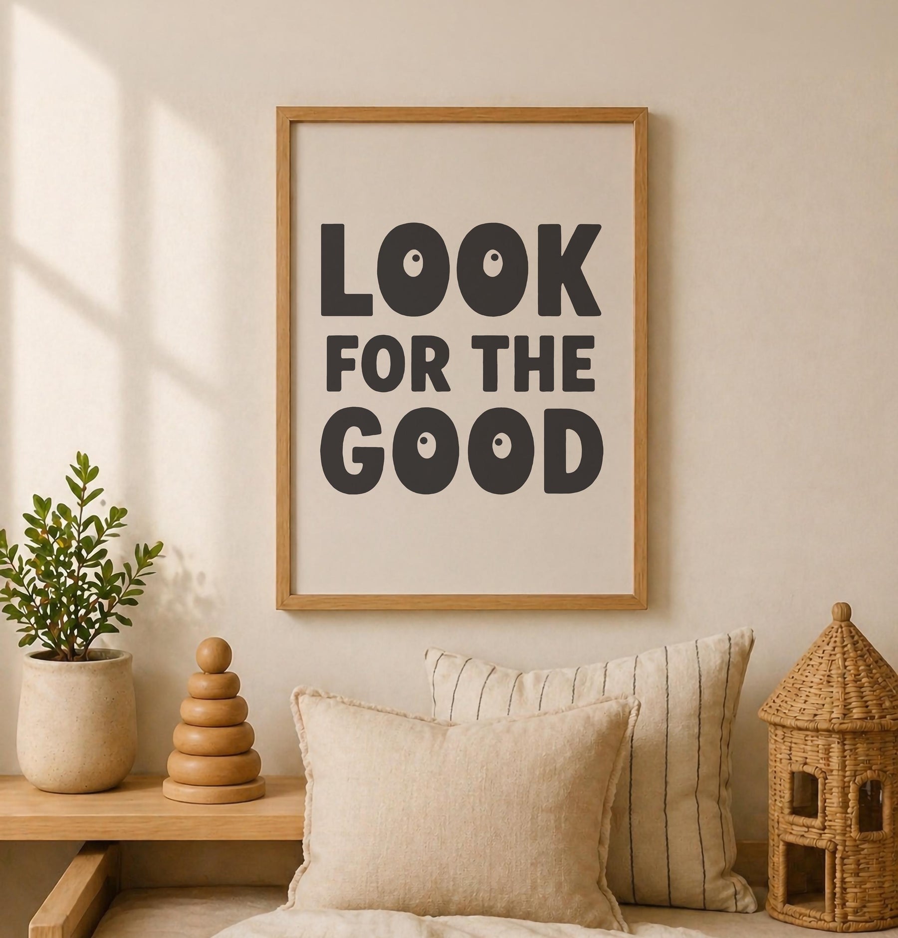 Positive Typography Print | Look For The Good | Modern Hand-Painted Wall Art | Framed or Unframed