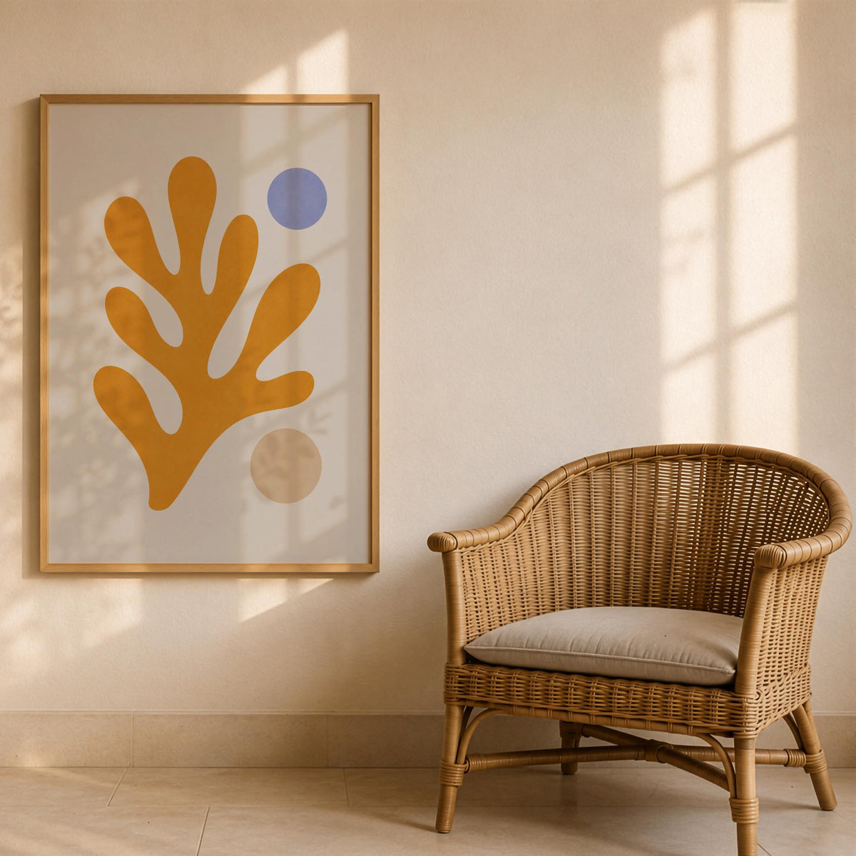 Yellow Coral Abstract Print | Minimalist Coastal Mediterranean Wall Art (Framed or Unframed)