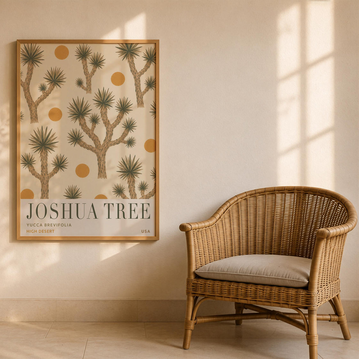 Joshua Tree Print | Desert Modern Wall Art, California Travel Poster | Framed or Unframed