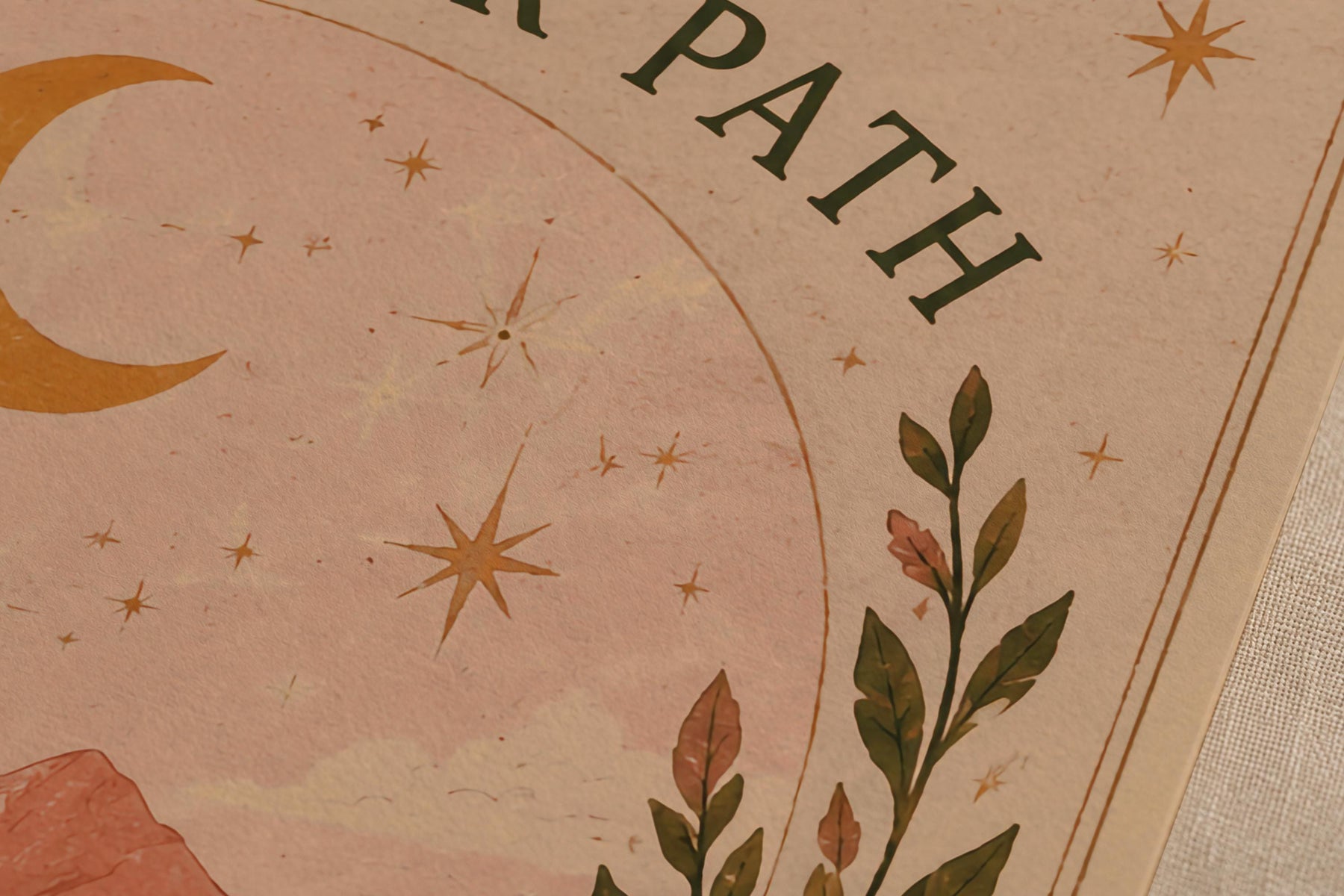 Celestial Mountain Nursery Print | Positive Message Folk Art Illustration, Moonlit Path | Framed or Unframed