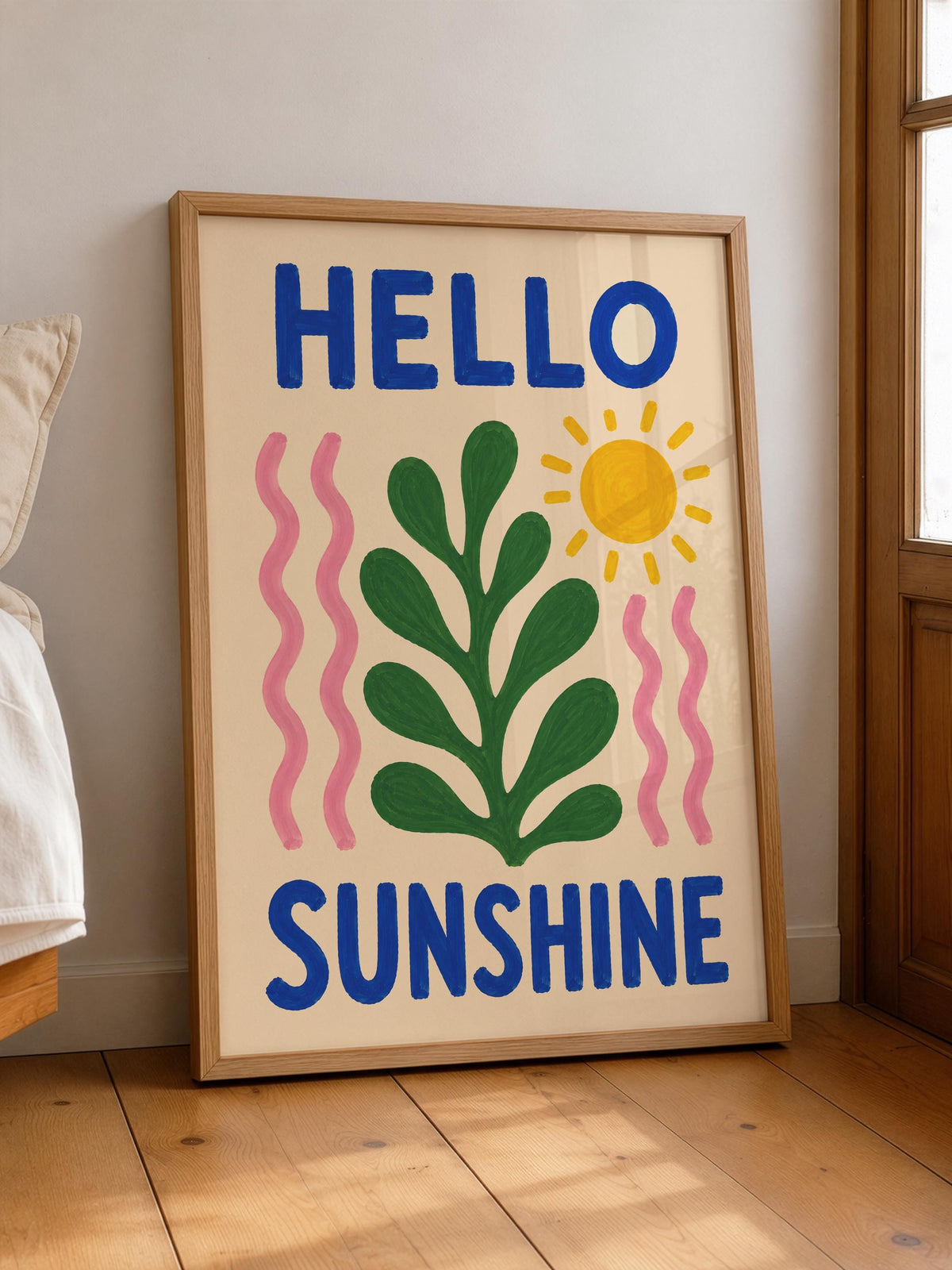 Hello Sunshine Print | Colourful Hand-Painted Botanical Wall Art Decor | Framed or Unframed