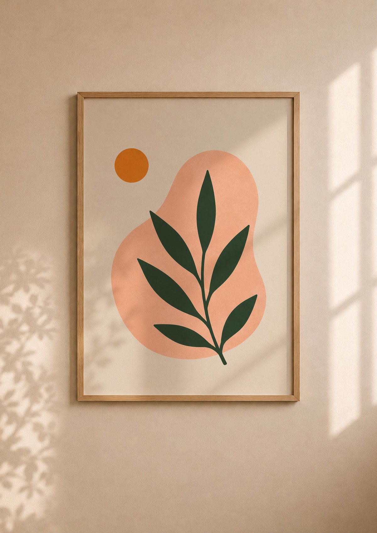 Terra Botanical Leaf Print | Abstract Mediterranean Wall Art, Scandinavian Decor | Framed or Unframed