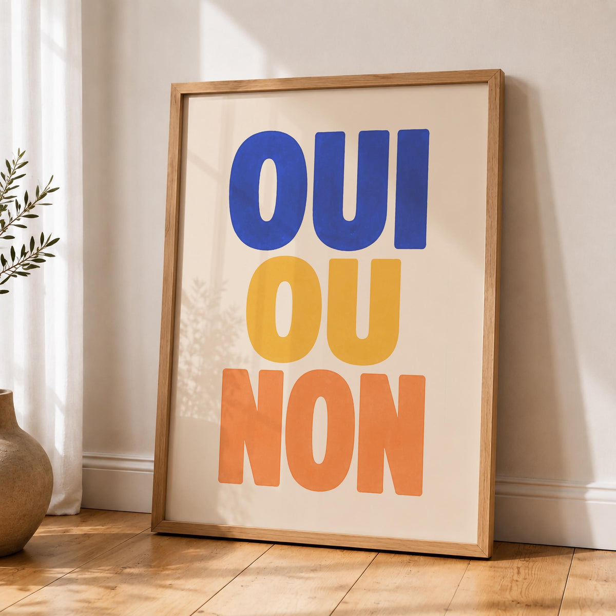 Oui Ou Non Print | Hand-Painted French Typography Wall Art | Framed or Unframed
