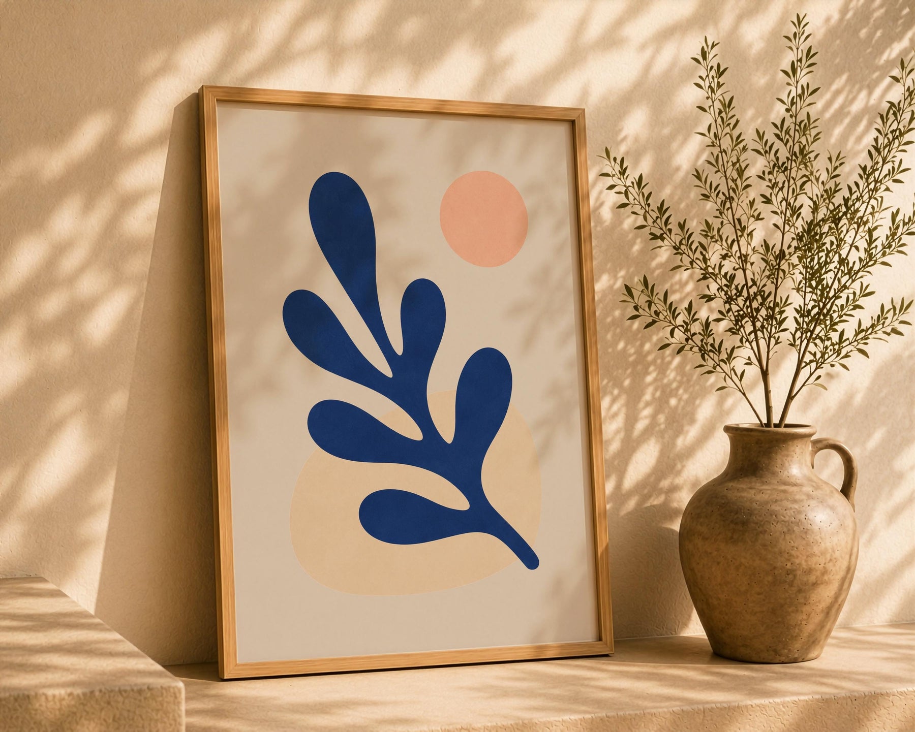 Folia Abstract Botanical Print | Cobalt Blue, Scandinavian Decor | Framed or Unframed