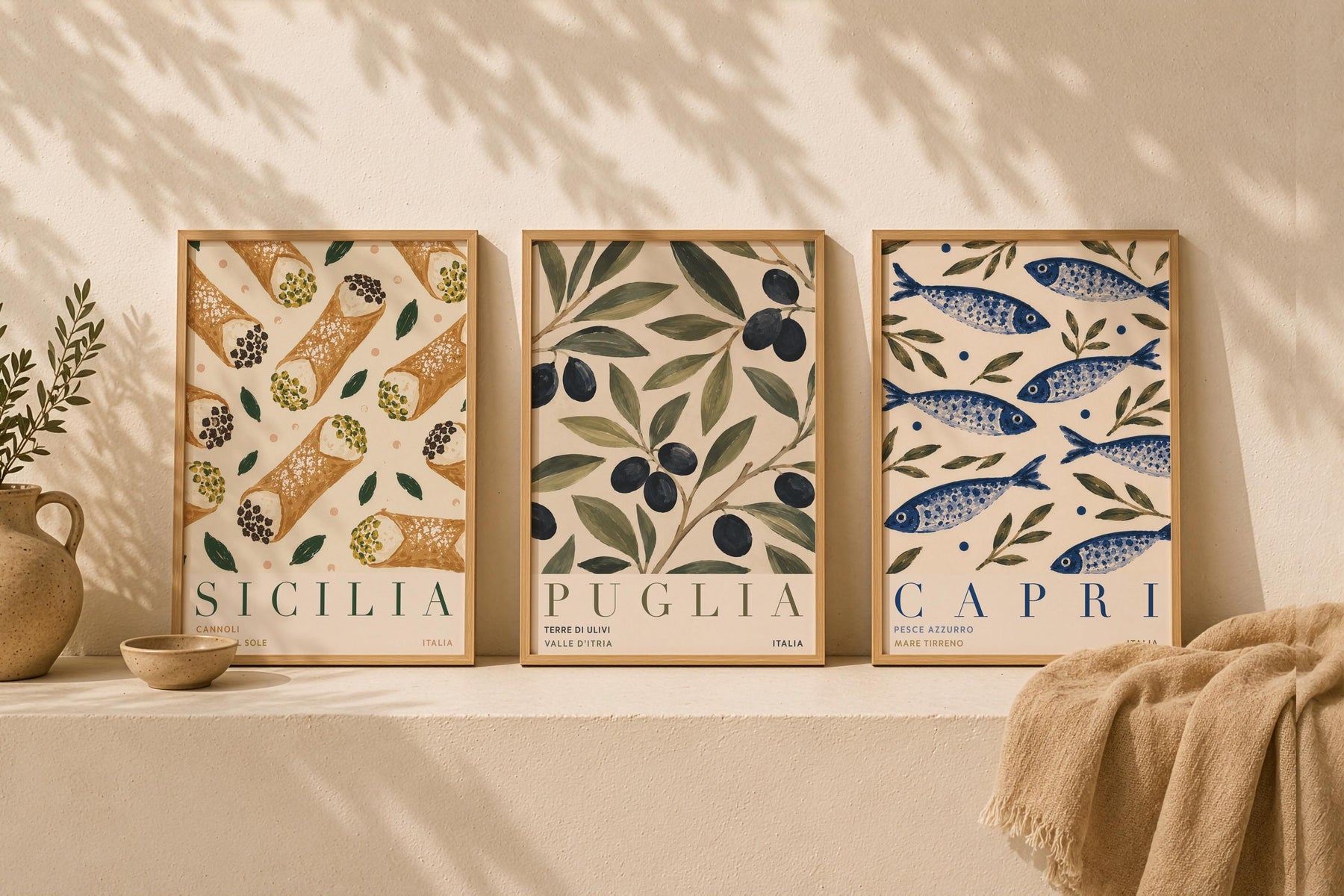 Puglia Olive Branch Print | Italian Botanical Travel Poster | Framed or Unframed