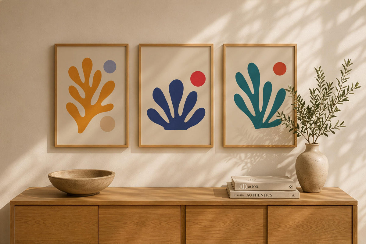 Yellow Coral Abstract Print | Minimalist Coastal Mediterranean Wall Art (Framed or Unframed)