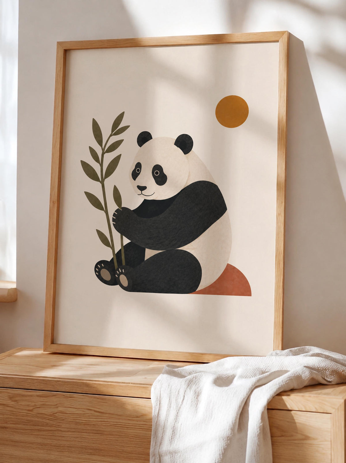 Personalised Panda Nursery Print, Modern Playroom Animal Wall Art, Framed or Unframed Poster