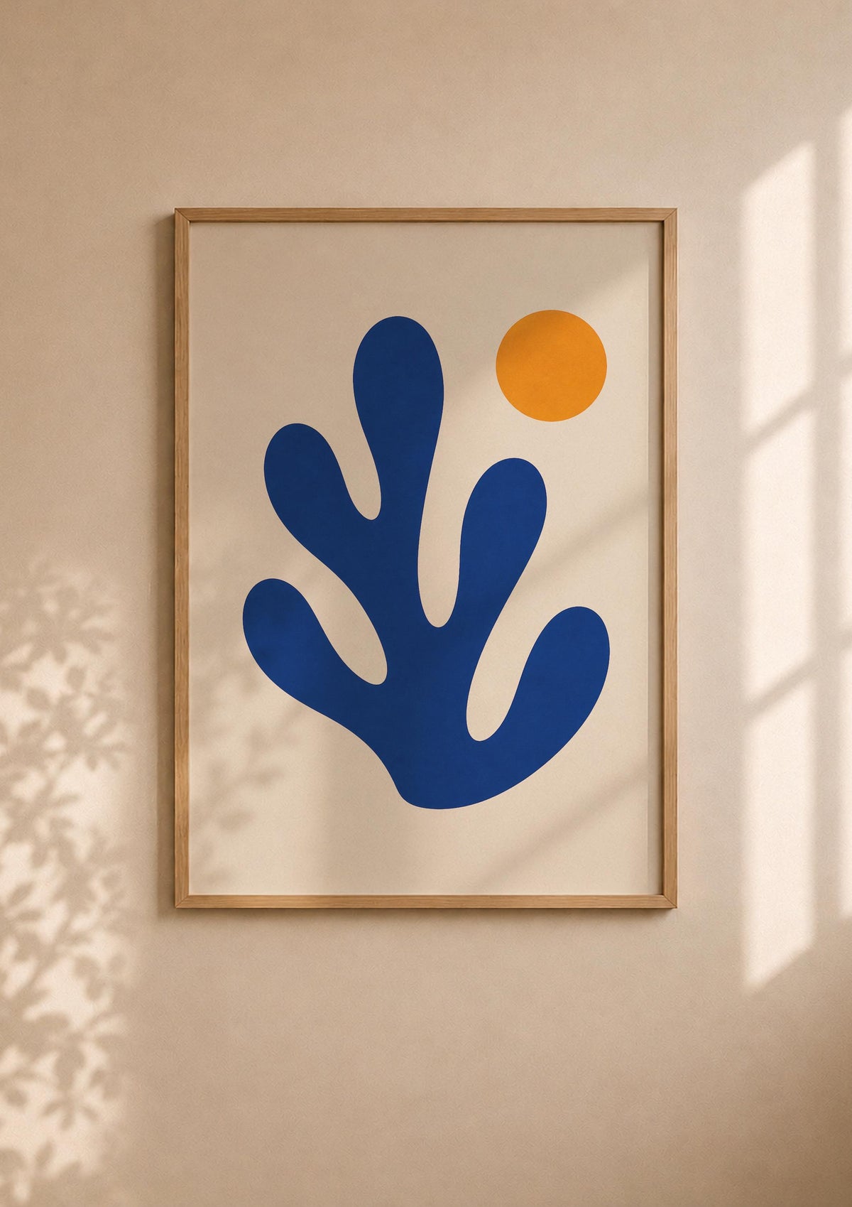 Drift Abstract Blue Coral Print | Matisse Inspired Modern Coastal Wall Art | Framed or Unframed