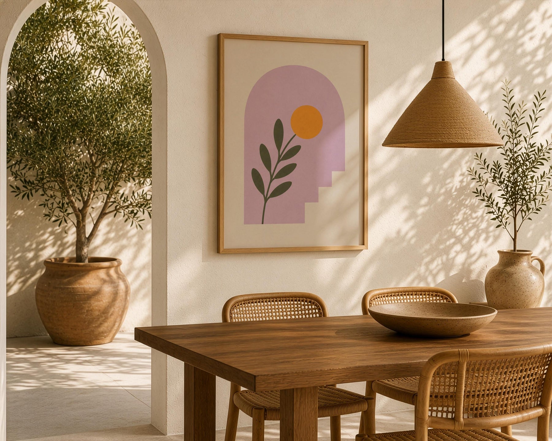 Alcove Floral Archway Print | Minimalist Botanical Mediterranean Wall Art | Framed or Unframed