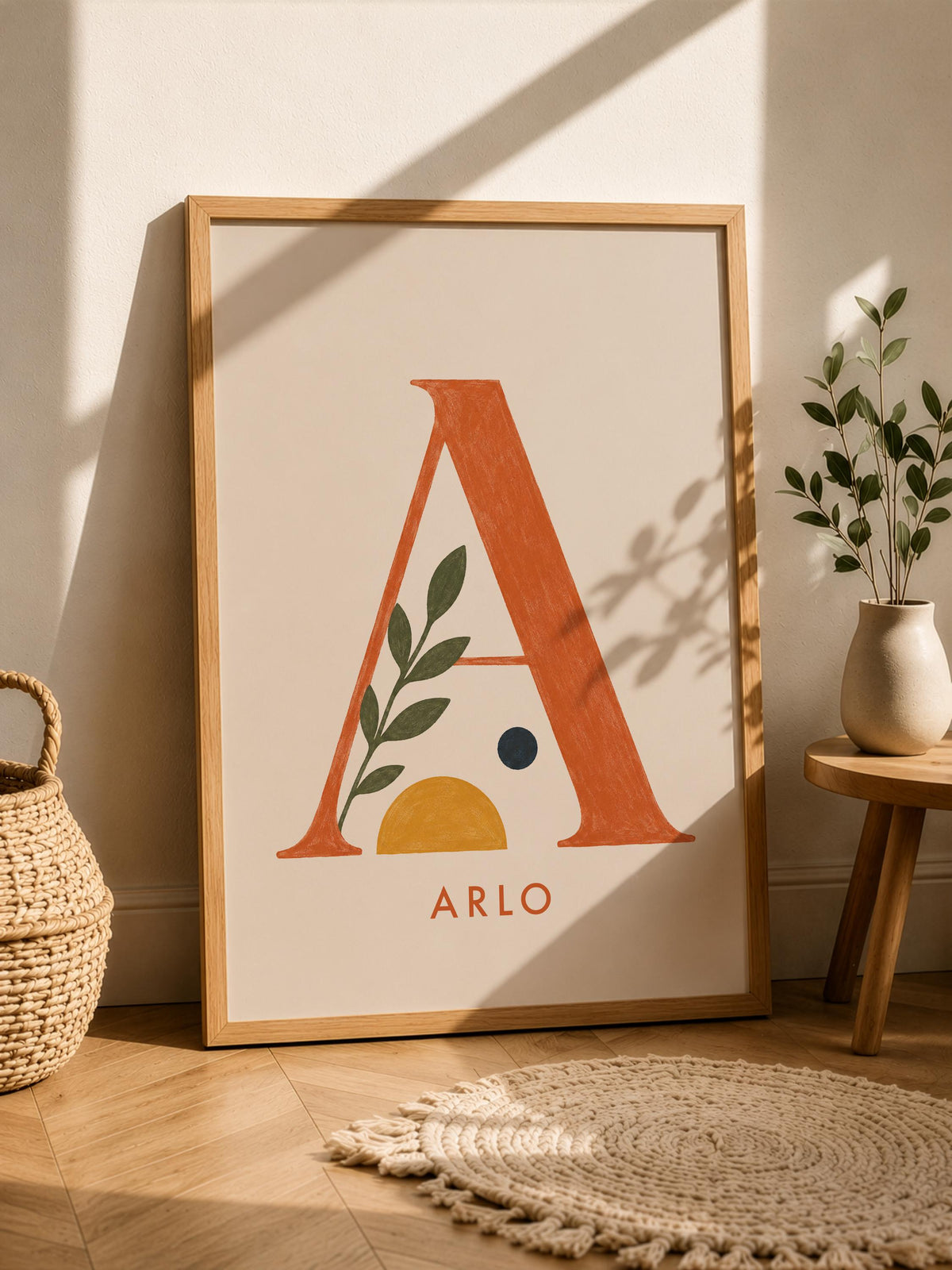 Personalised Hand-Painted Alphabet Name Print | Nursery Kids Room Letter Wall Art | Framed or Unframed
