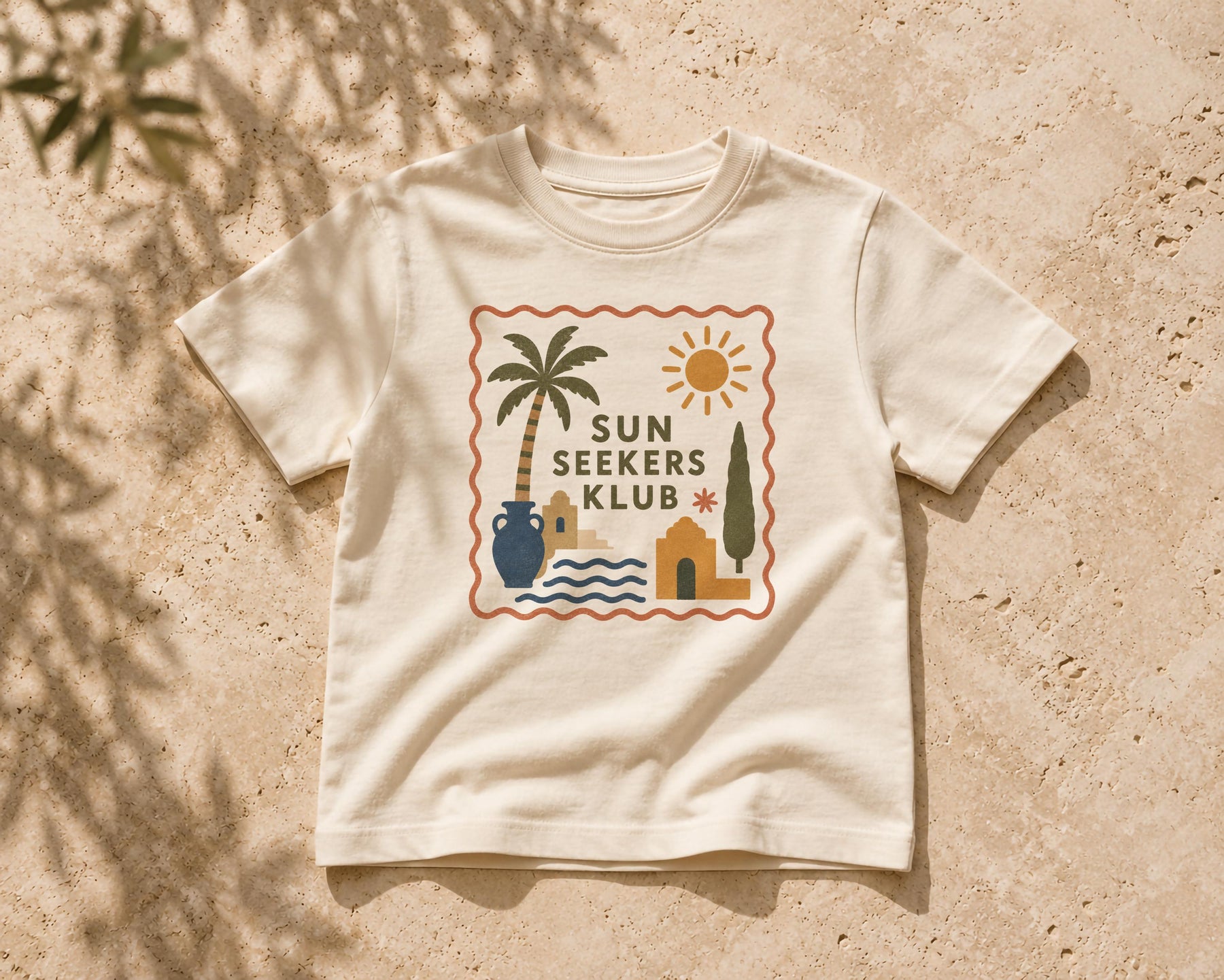 Kids Organic Cotton T-Shirt | Mediterranean Summer Graphic Tee | Sun Seekers Klub Clothing