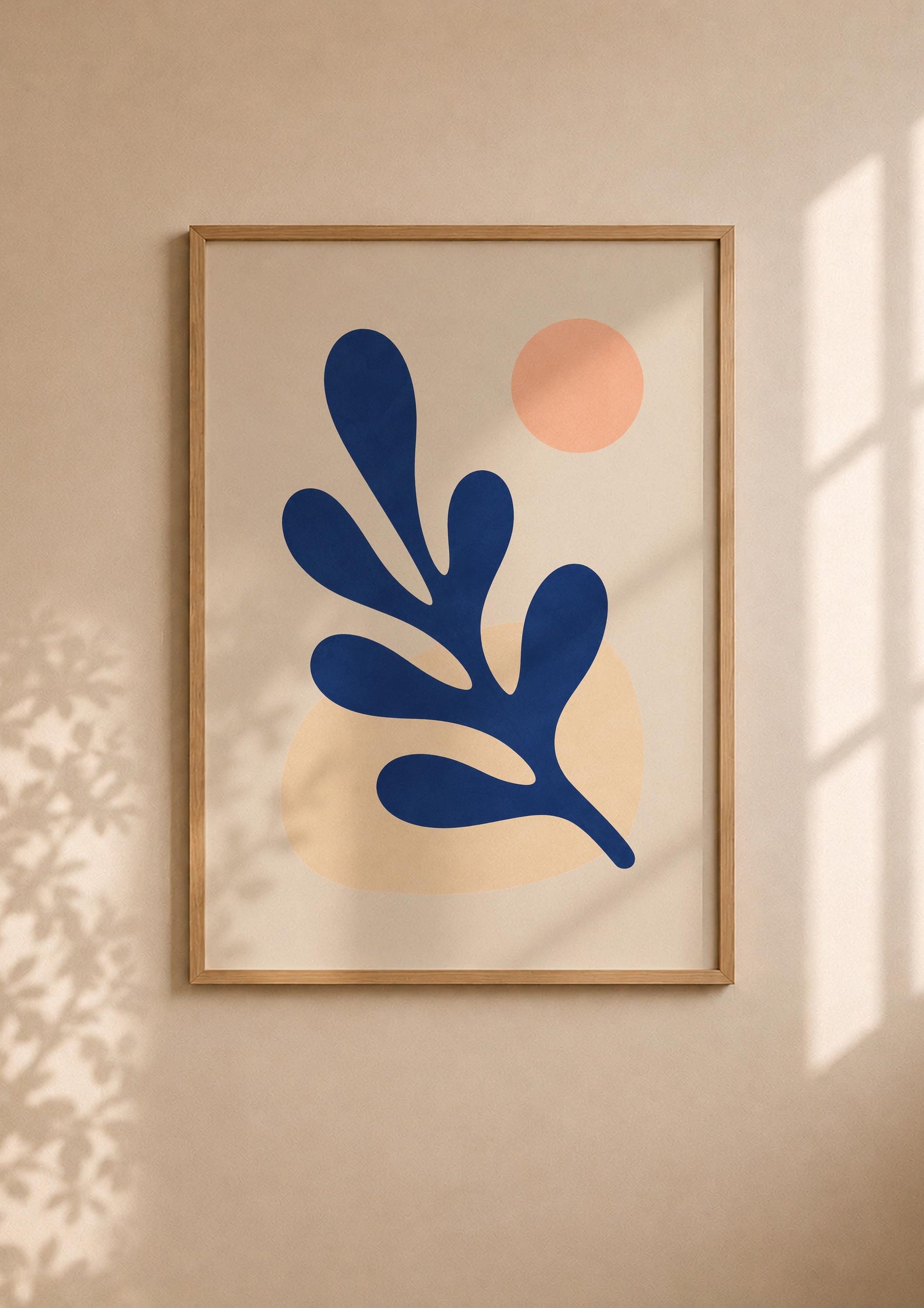 Folia Abstract Botanical Print | Cobalt Blue, Scandinavian Decor | Framed or Unframed